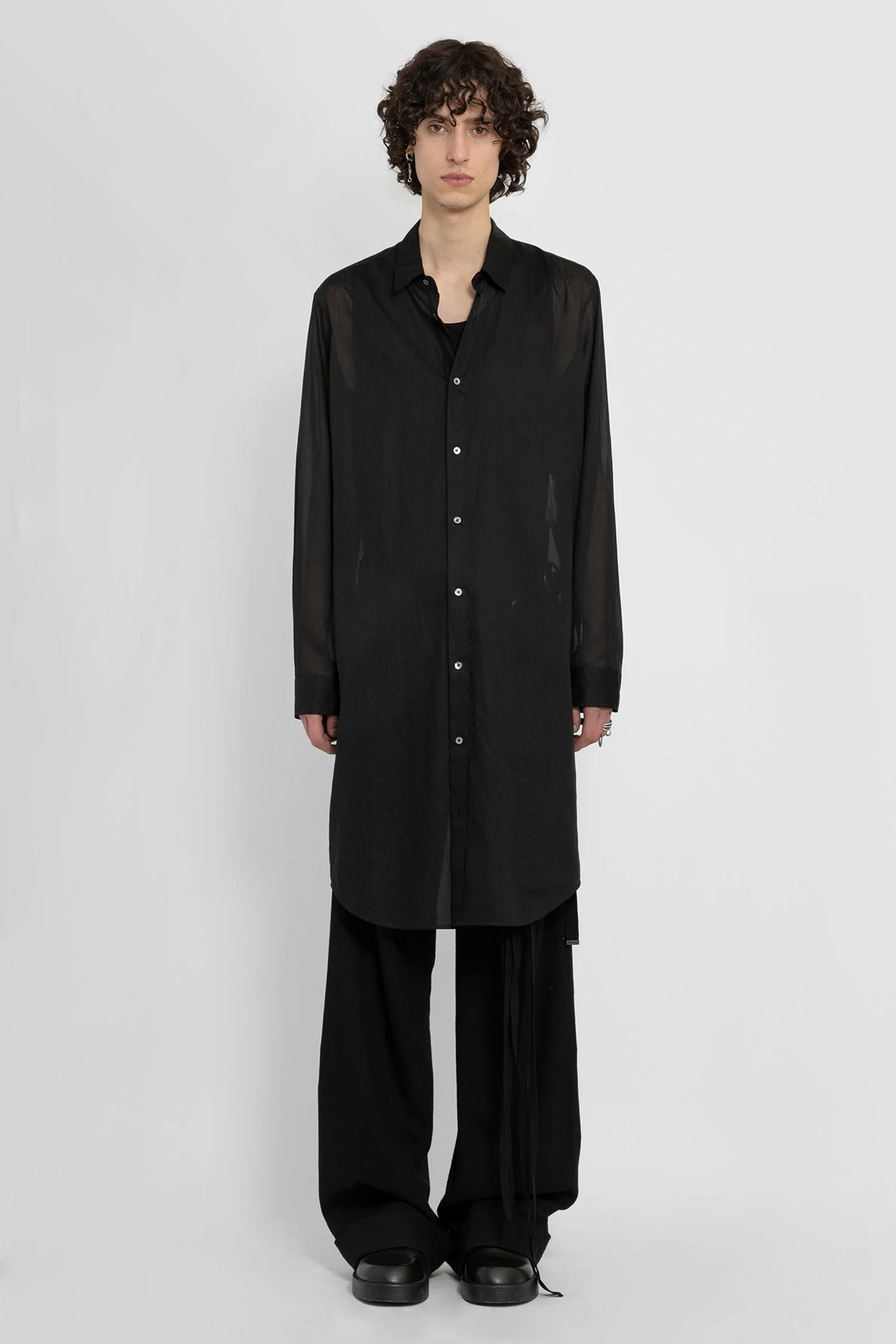 Ann Demeulemeester Man Black Shirts - 1