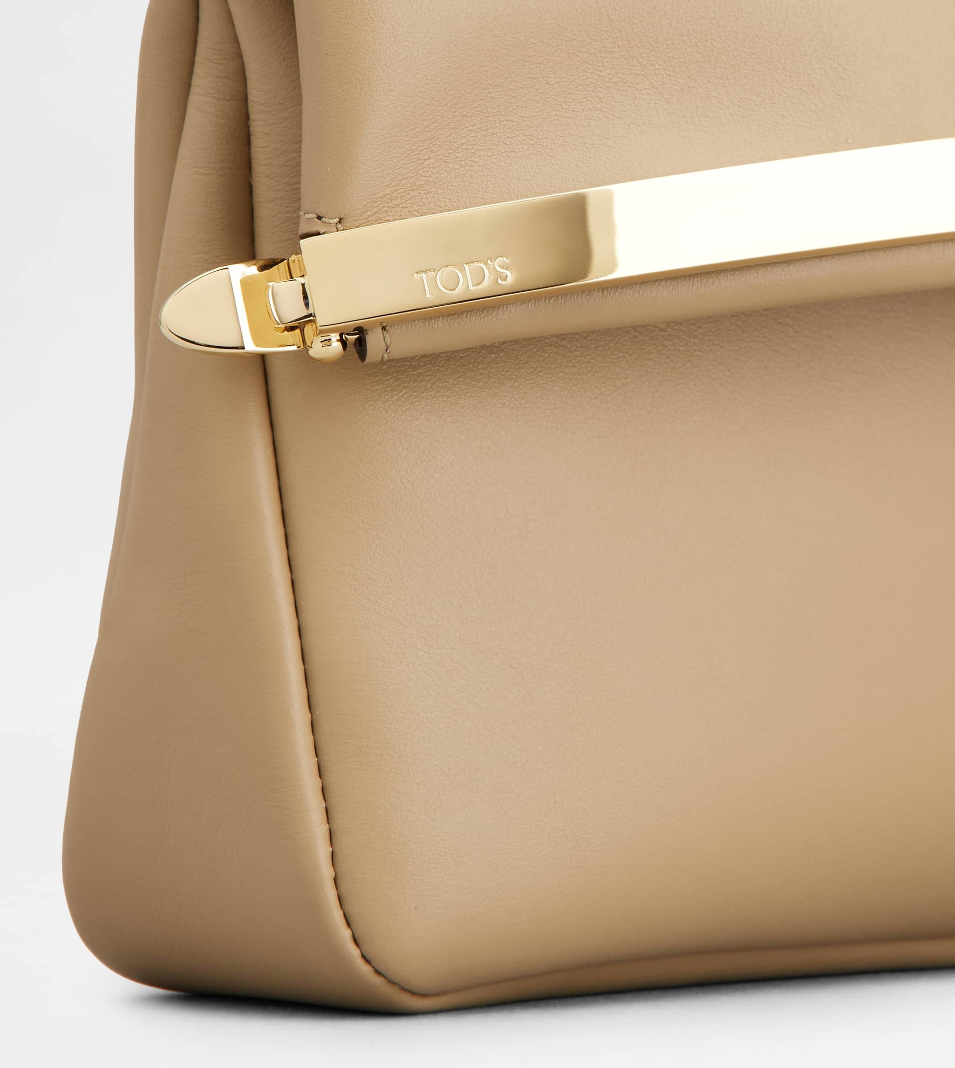 FLAP BAG IN LEATHER SMALL - BEIGE - 6