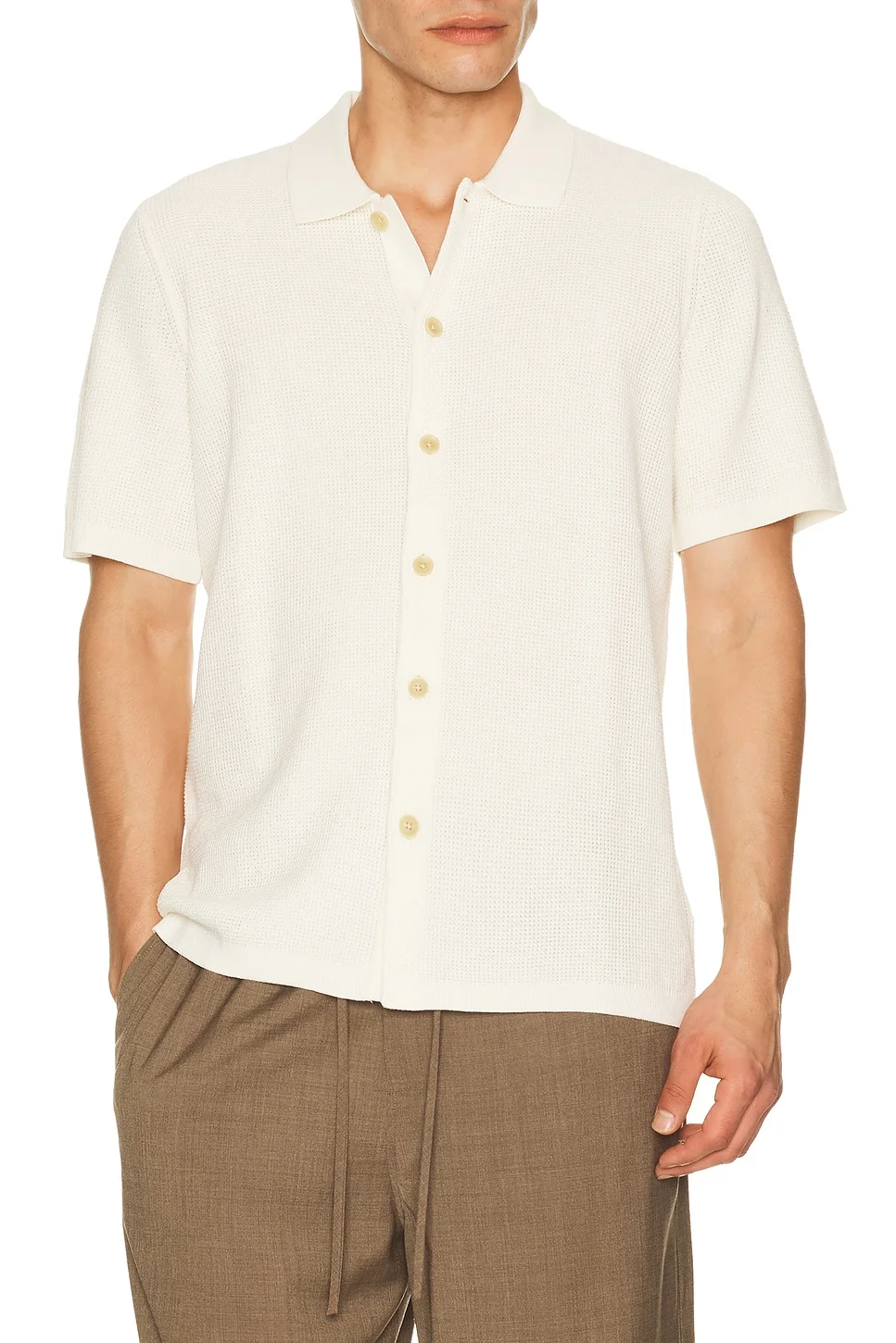 Short Sleeve Sunwashed Knitted Shirt - 1