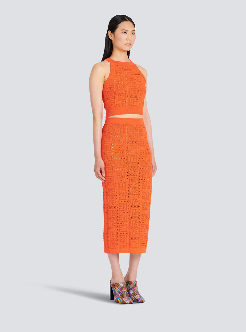 Eco-designed knit crop top with Balmain monogram 5