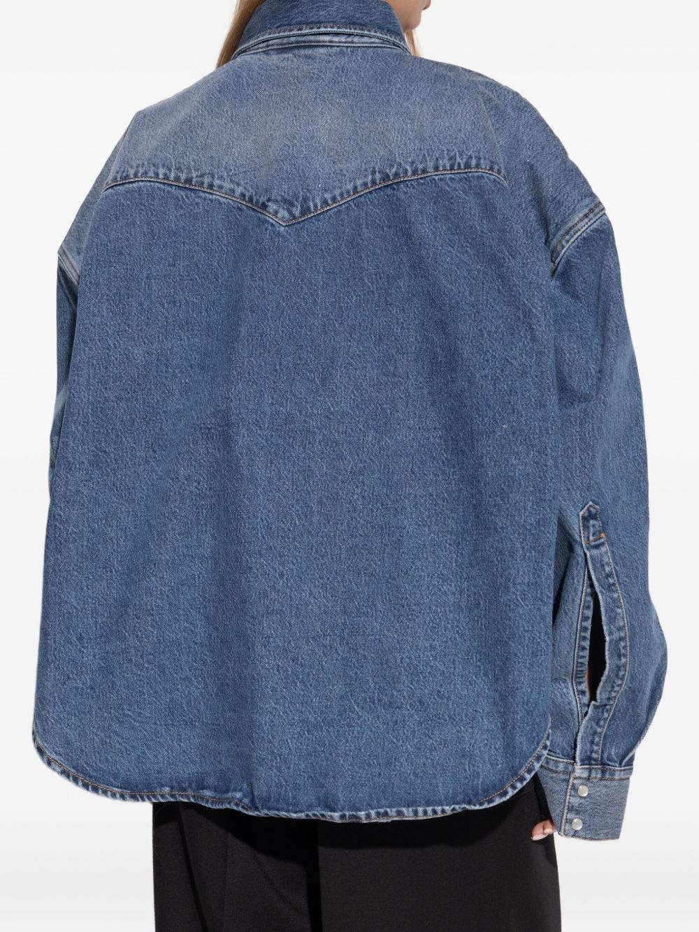 button-fastening denim shirt - 4