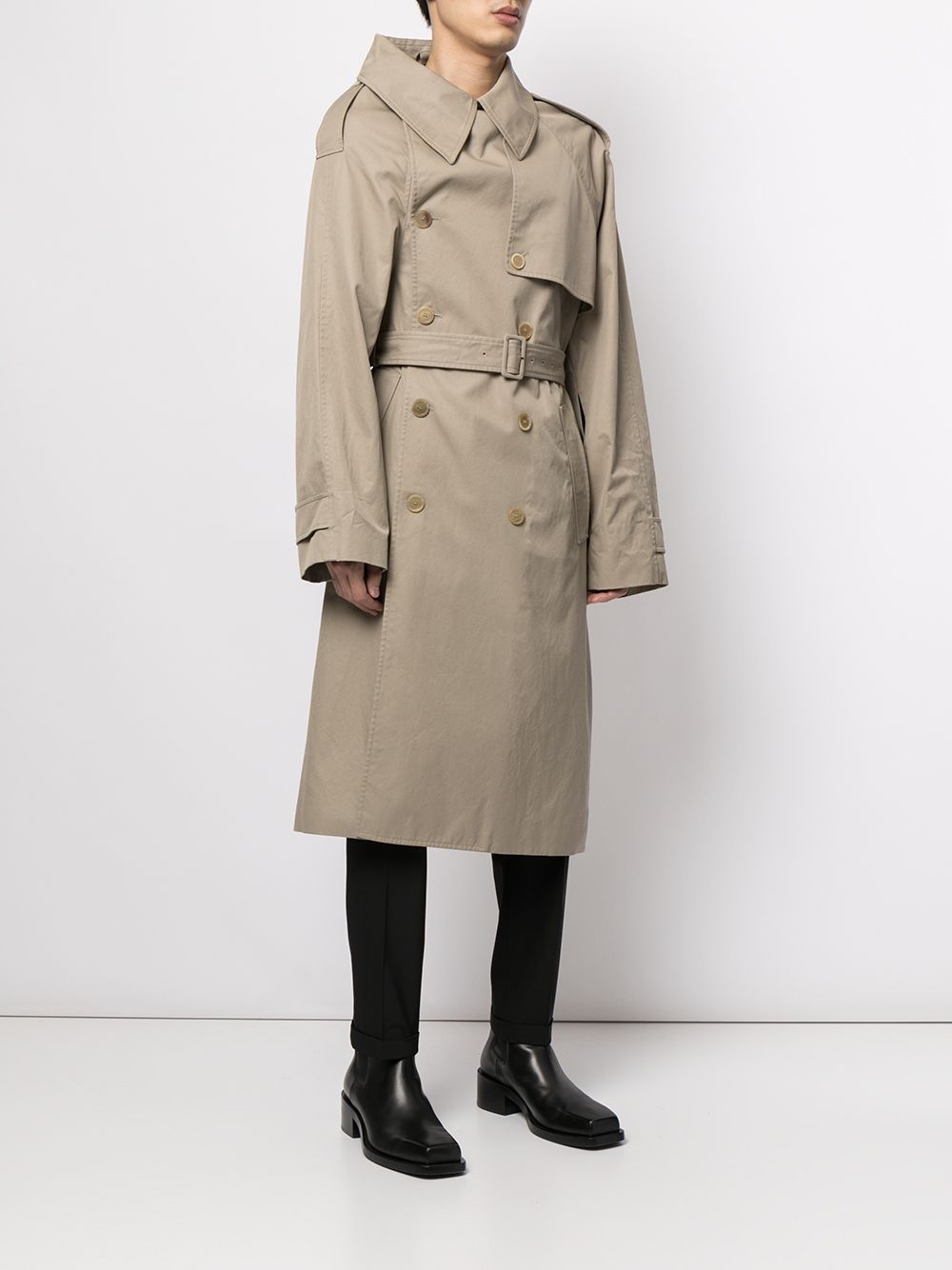 asymmetric-lapels trench coat - 4