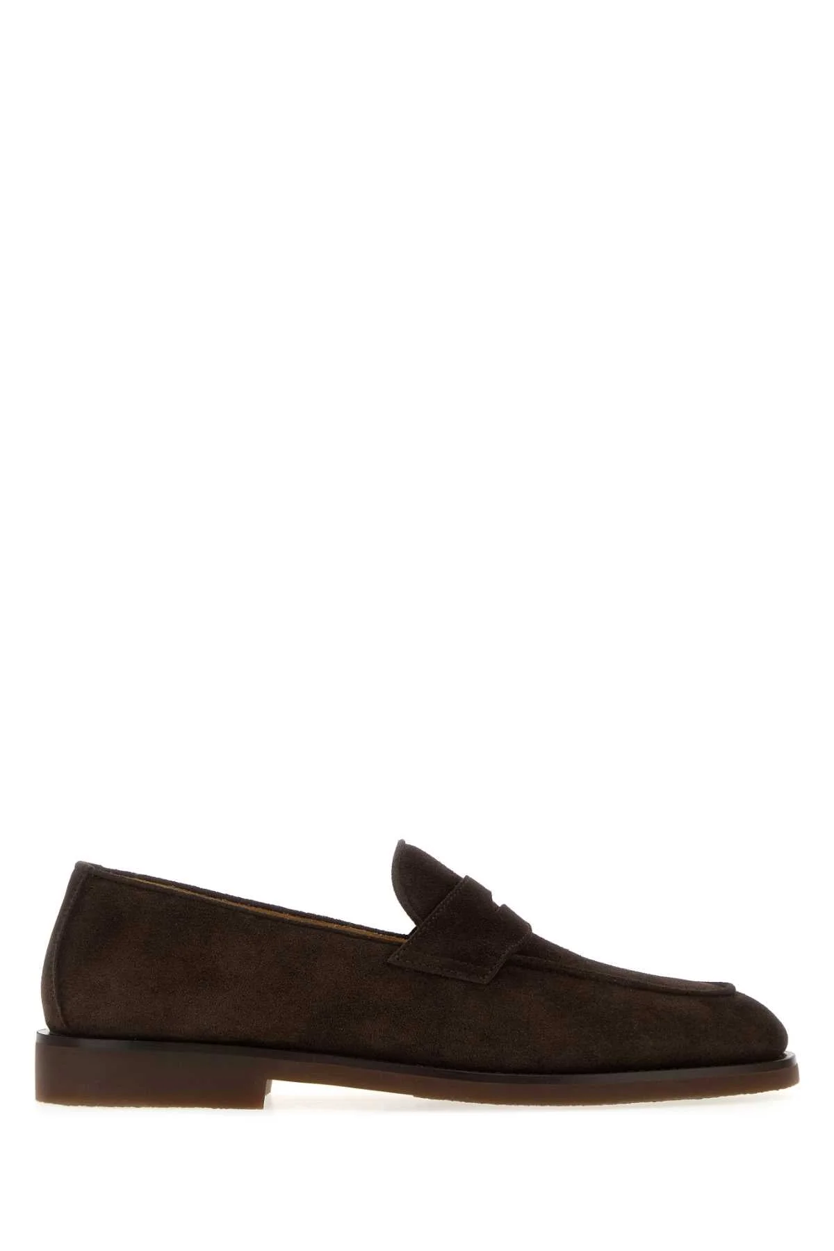 Brunello Cucinelli Men Dark Brown Suede Loafers - 1