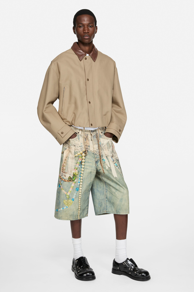 Acne Studios Denim shorts - loose fit - White/green outlook