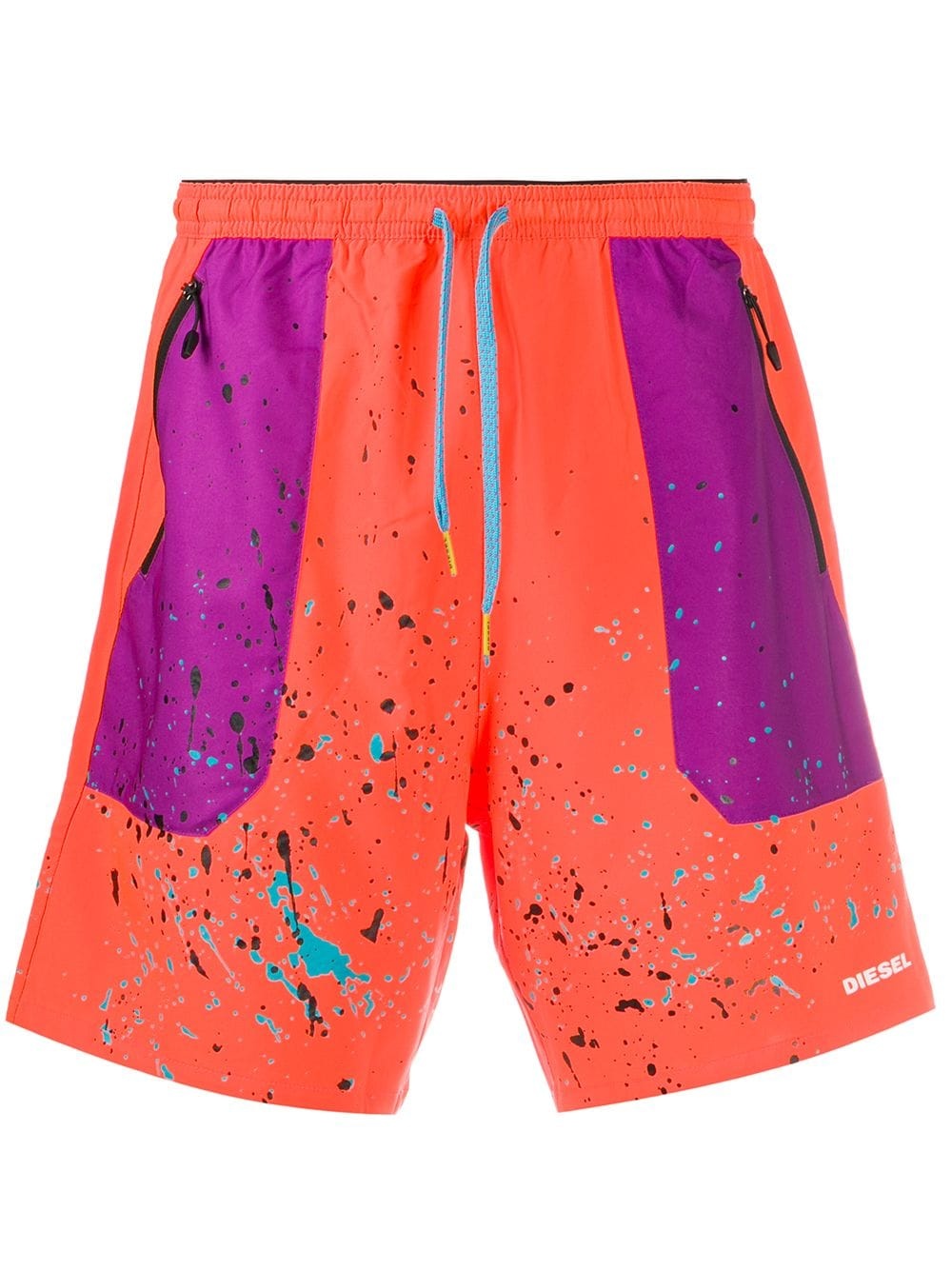 paint splatter effect contrast panel shorts - 1