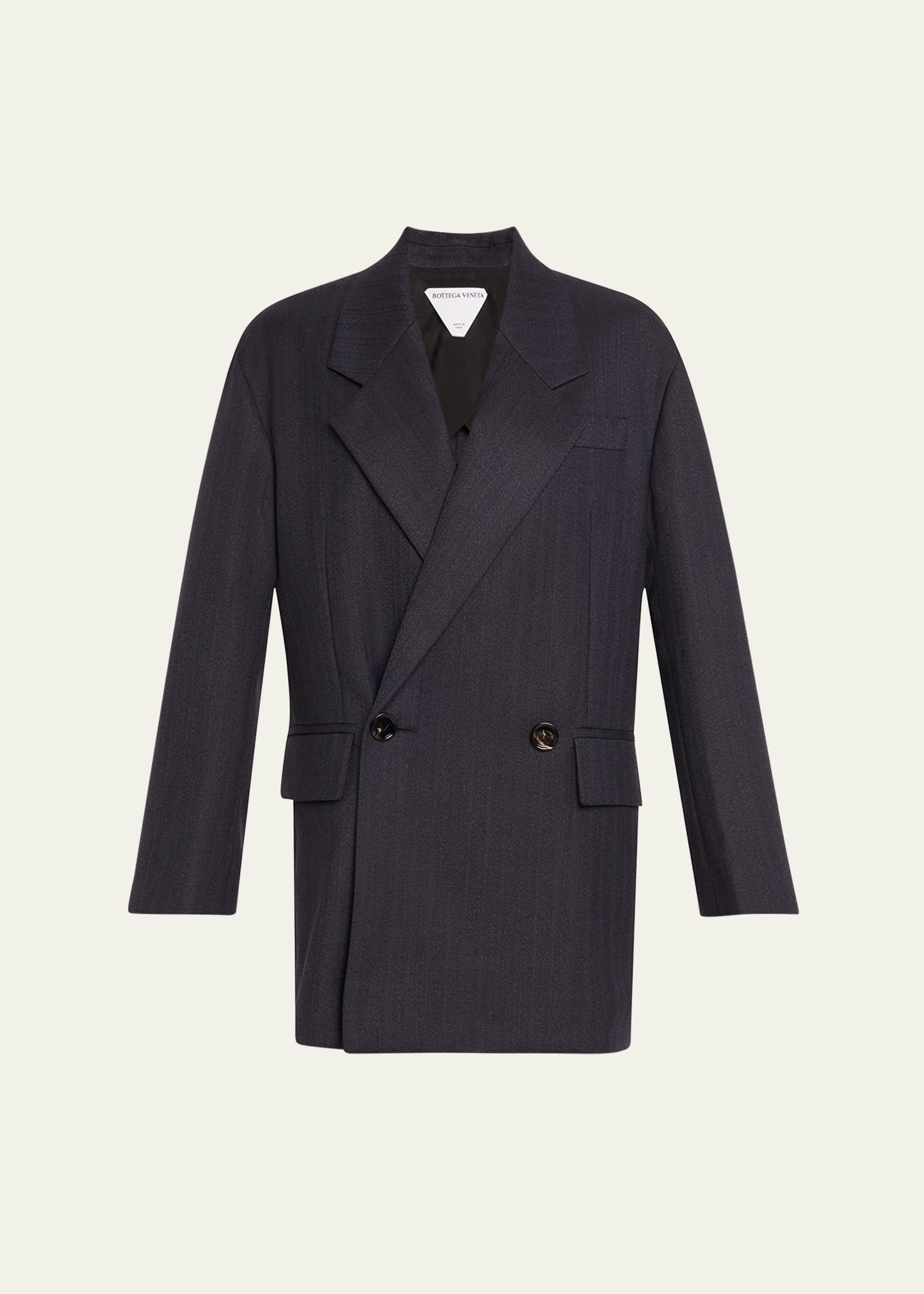 Subtle Stripe Double-Breasted Wool Jacket - 1