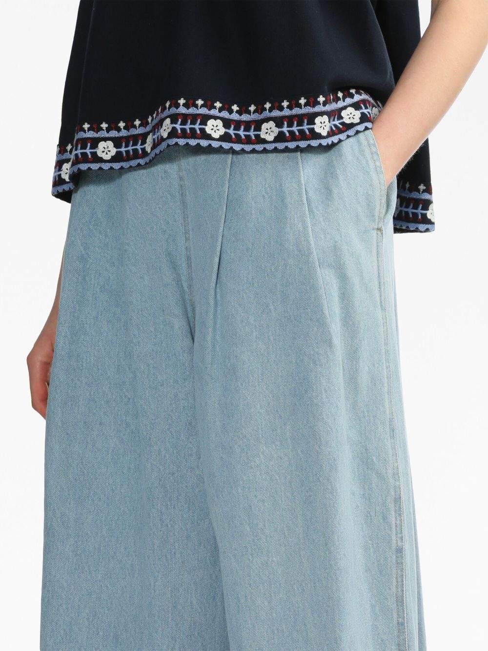 pleat-detail wide-leg jeans - 5
