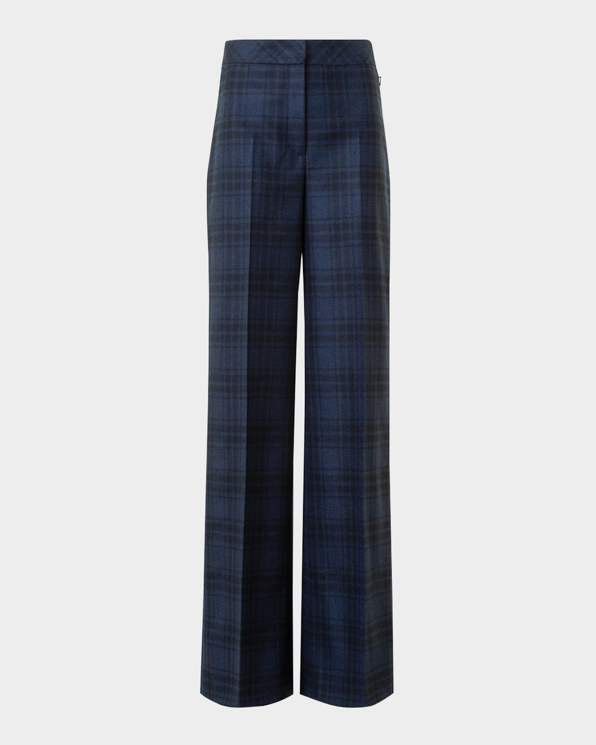 Fior Check Wool Flannel Wide-Leg Trousers - 1