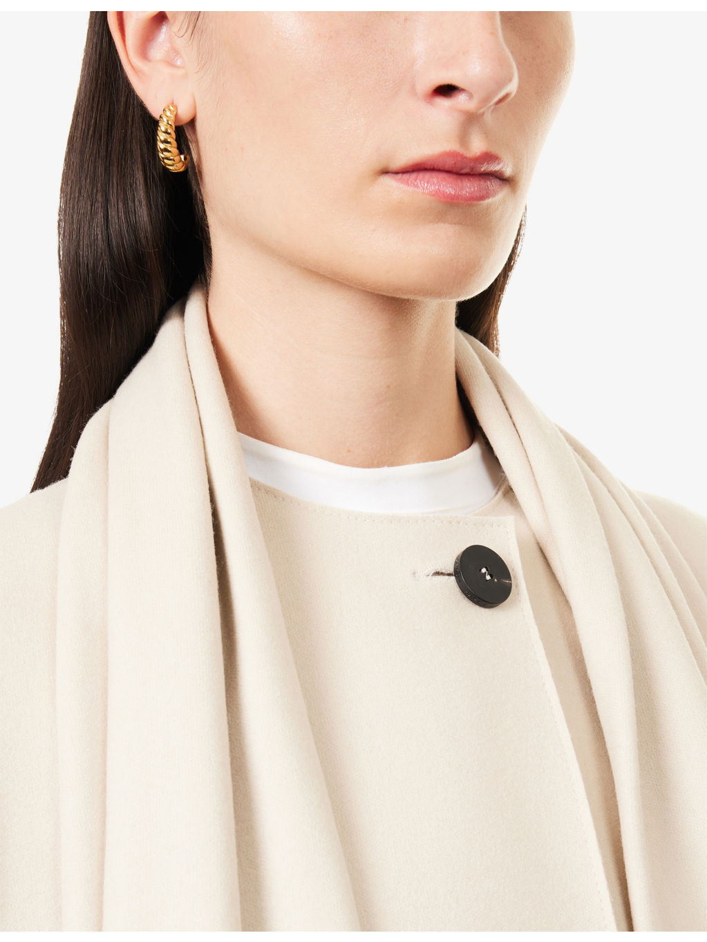 Scarf Long Cashmere-Wool Blend Coat - 5