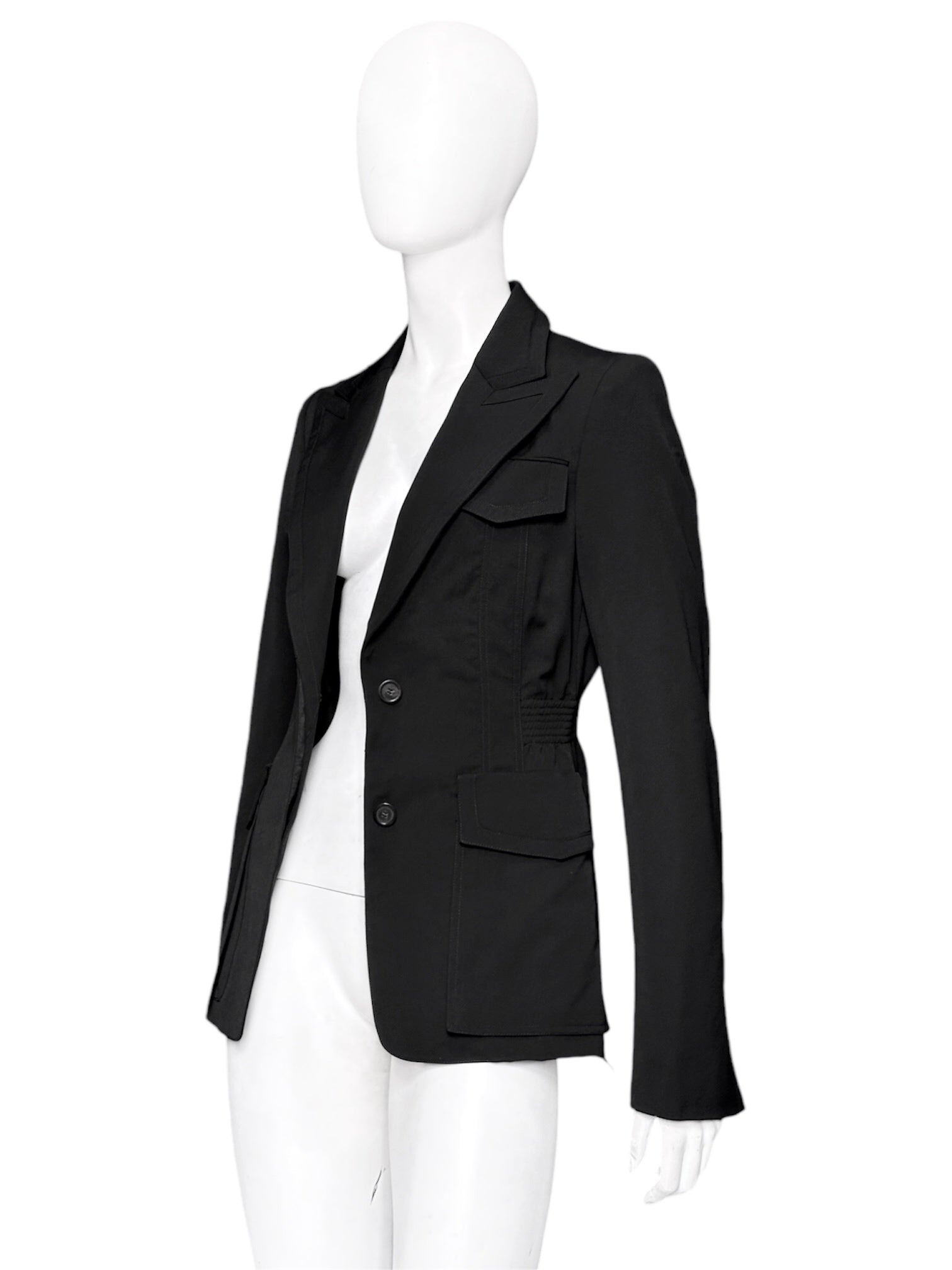 Gucci Fall 2003 Tom Ford Black Wool Military Blazer Jacket 40 - 2