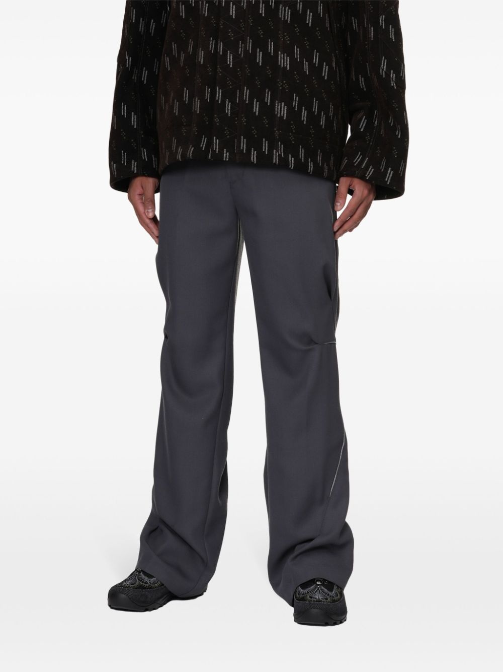 contrast-stitching straight-leg pants - 3
