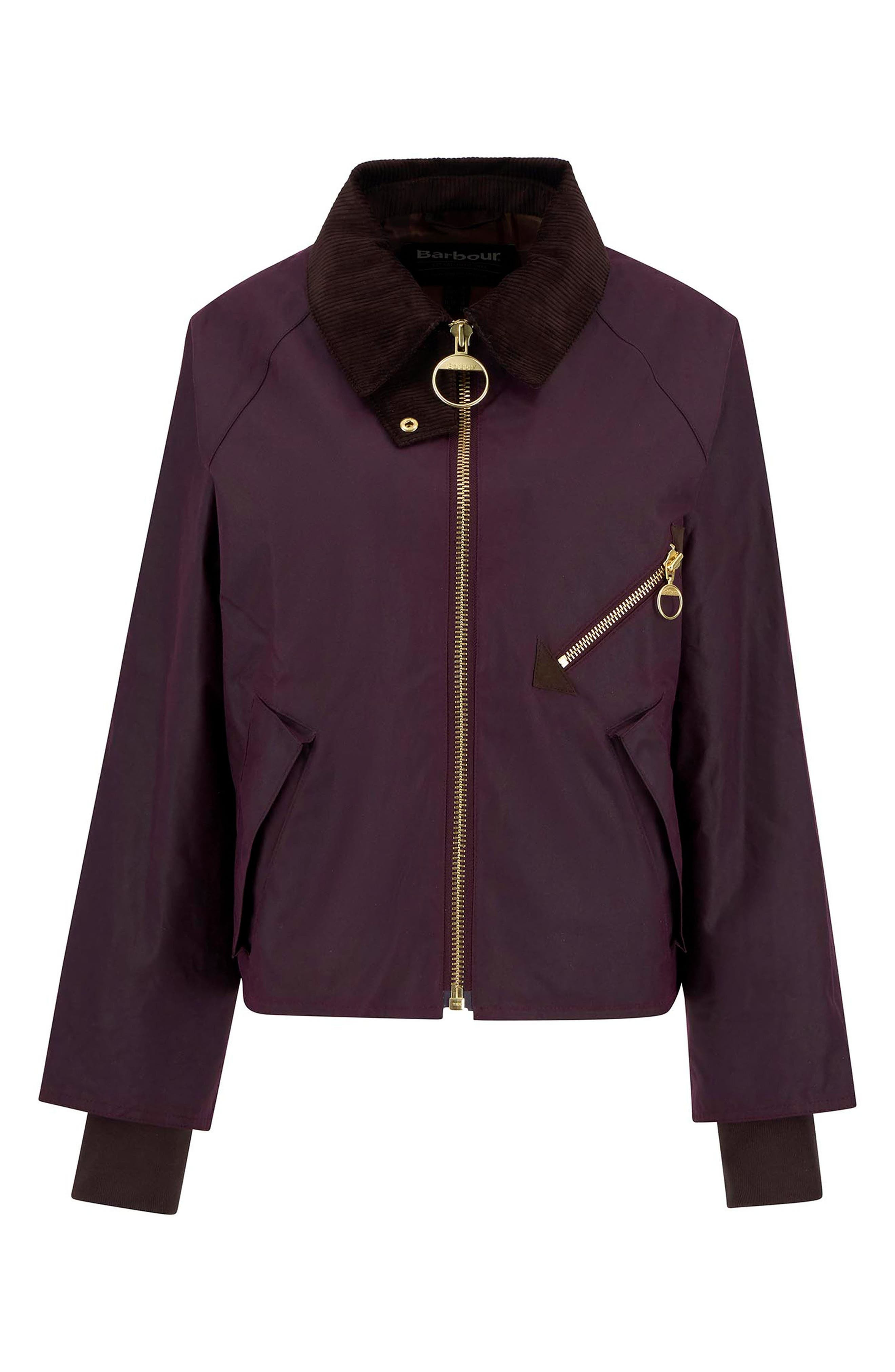 Barbour Arlene Water Repellent Waxed Jacket in Merlot/Muted Tartan at Nordstrom - 6