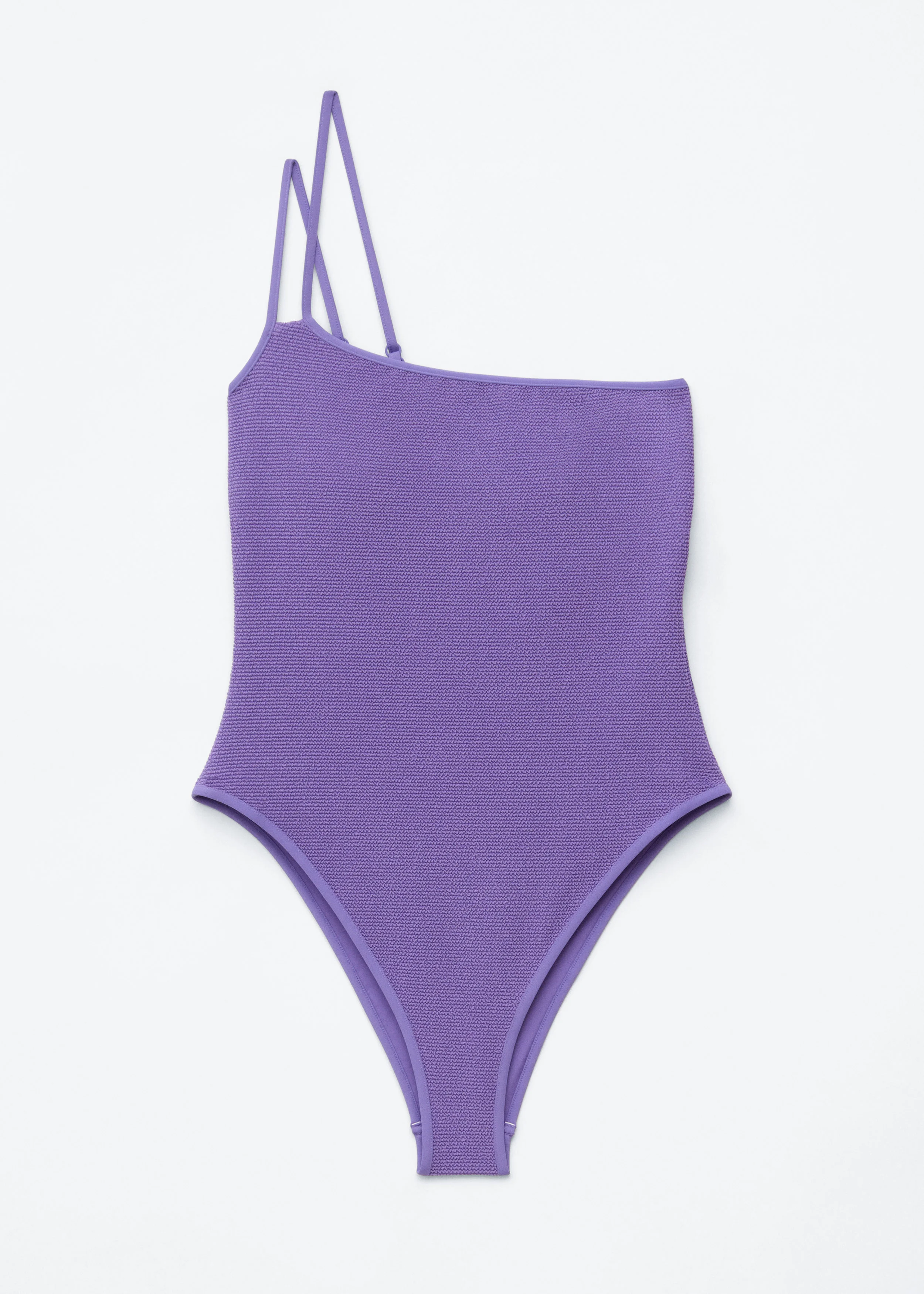 Textured One-Shoulder Swimsuit - 1