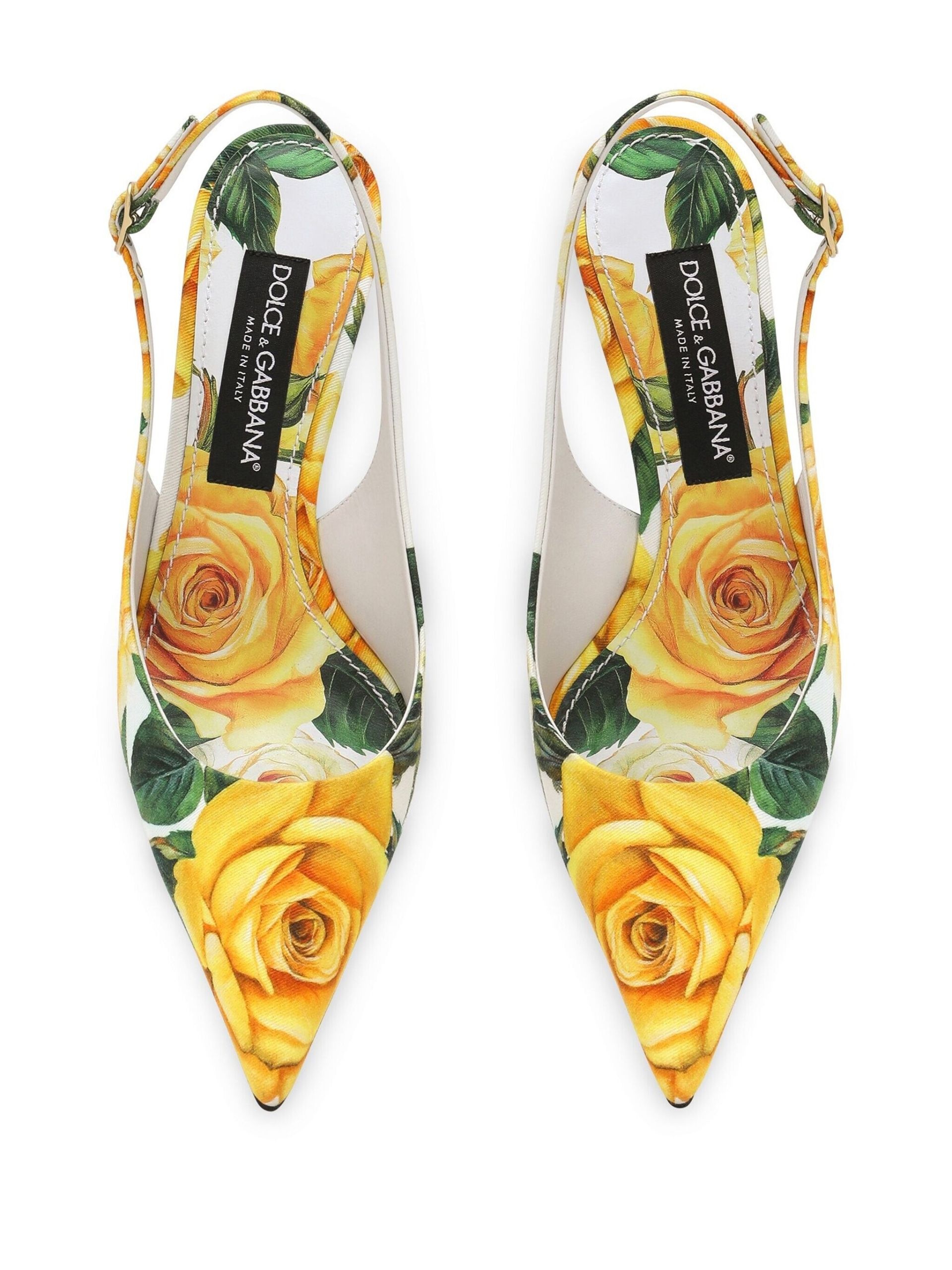 White rose-print 60 slingback pumps - 4