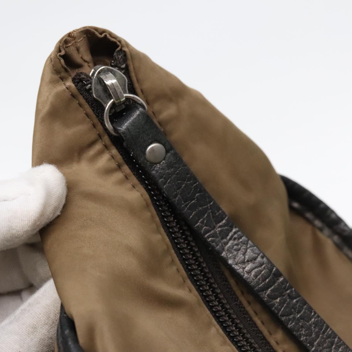Burberry Tote Bag Nylon Leather Brown Dark Brown Silver - 11