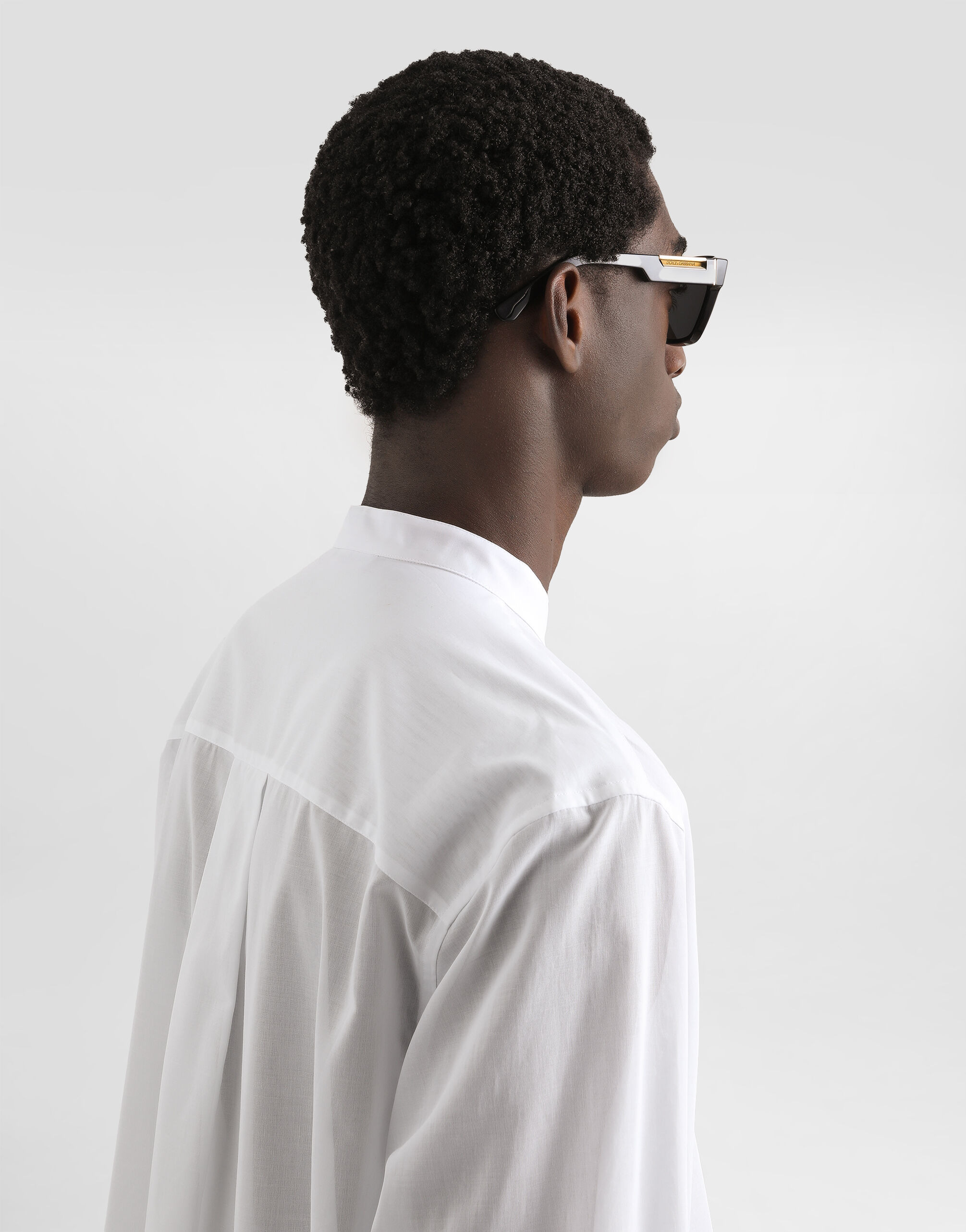 Cotton canvas mandarin shirt - 5