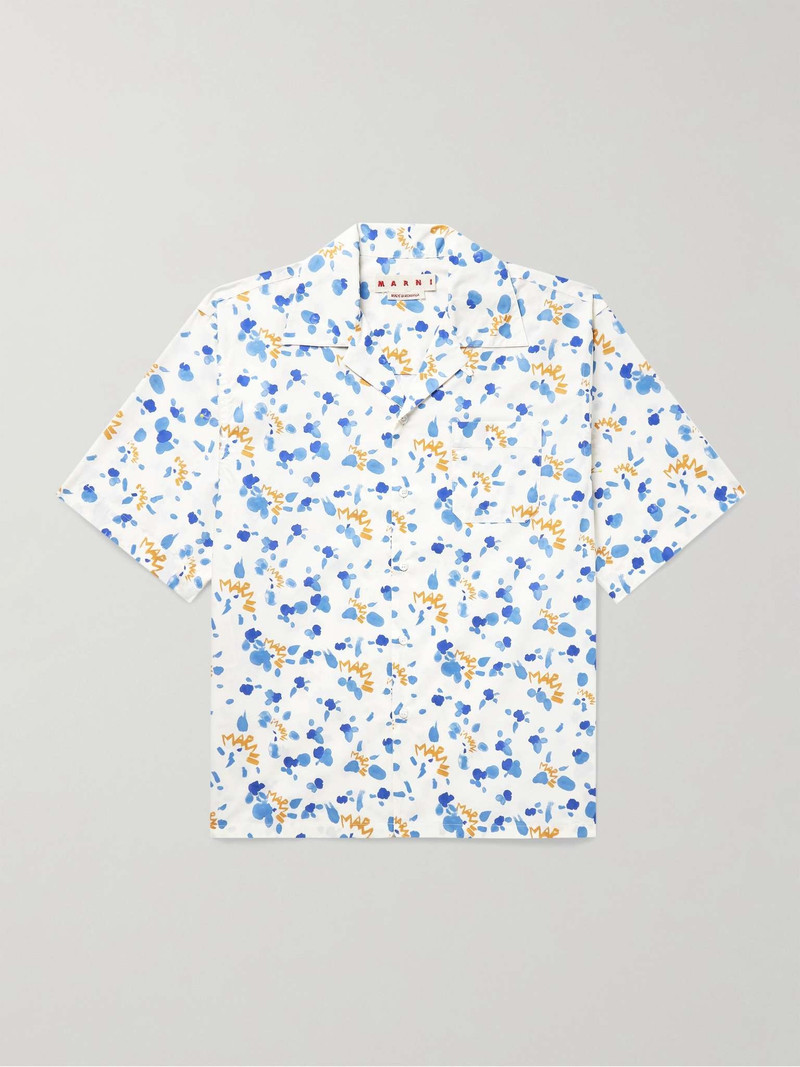 Convertible-Collar Printed Cotton-Poplin Shirt 1