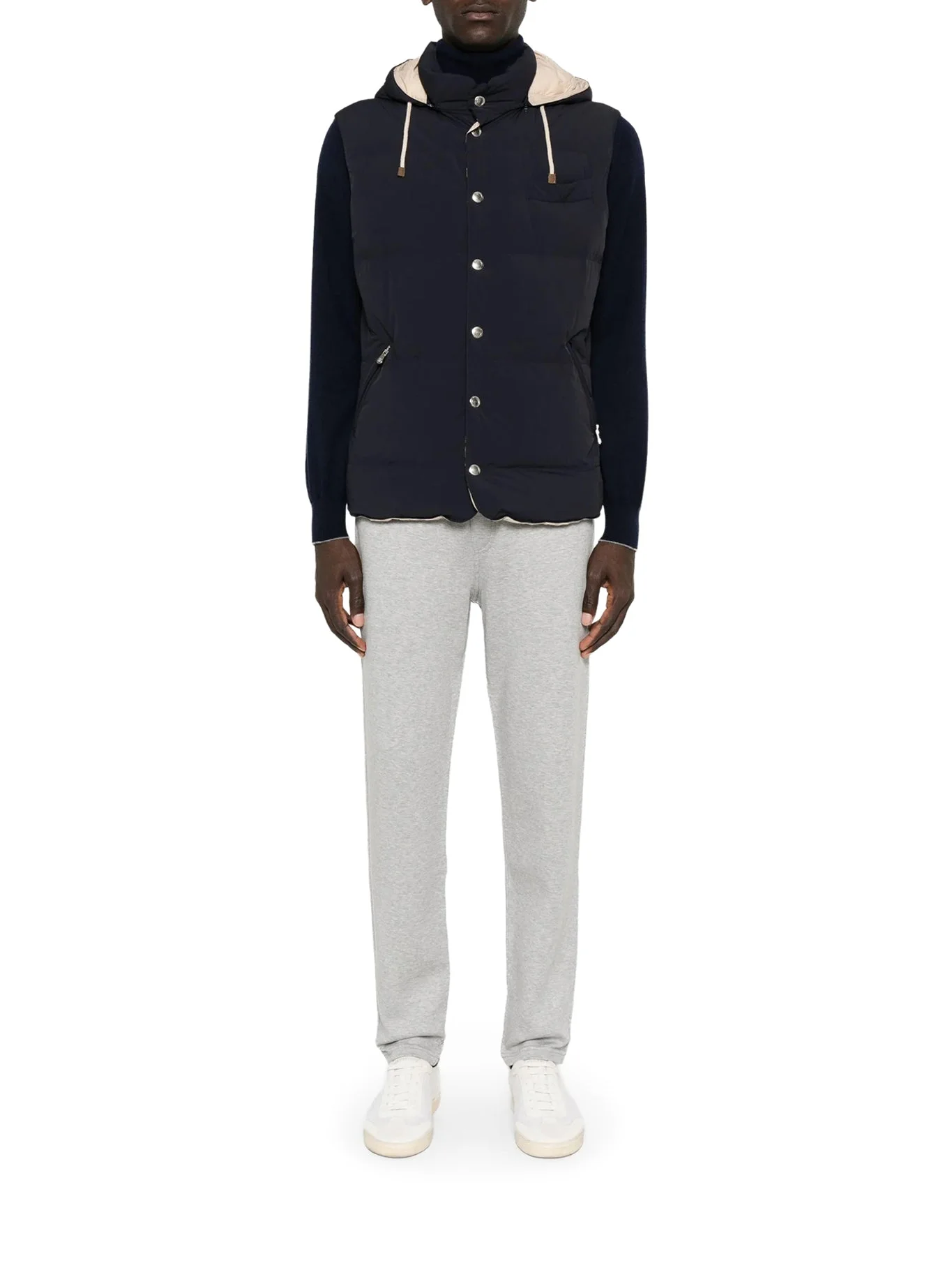 DOUBLE-BAND COTTON, CASHMERE AND SILK SWEATPANTS - 1