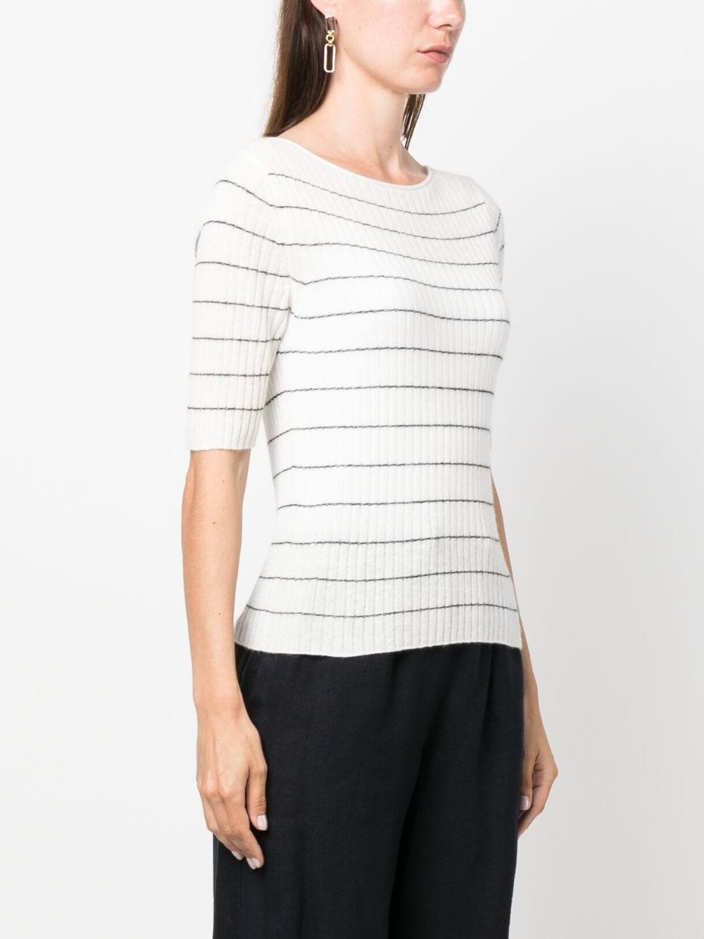 boat-neck striped knitted top - 3