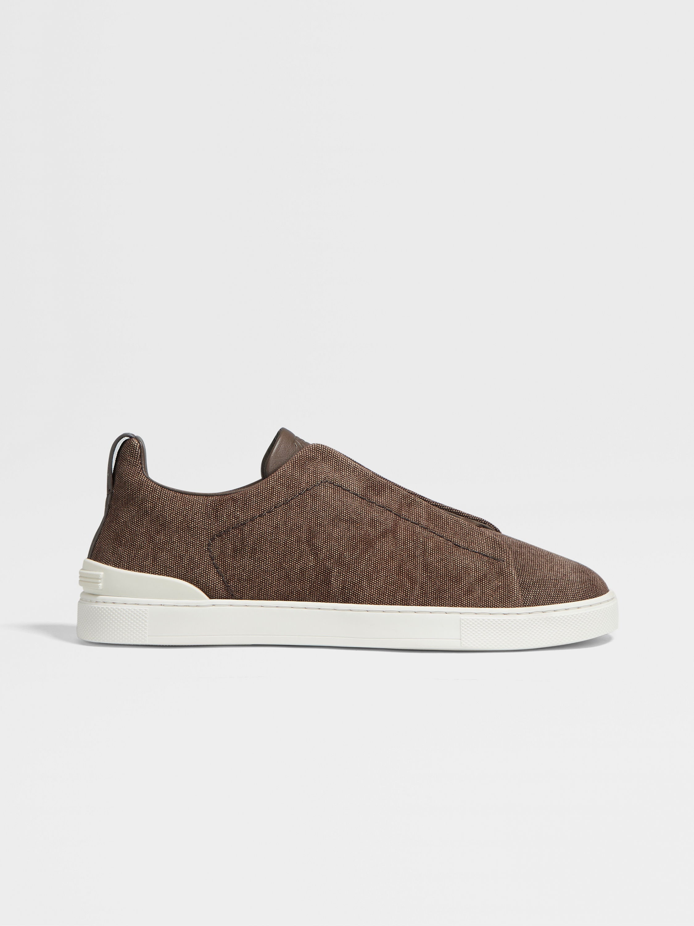 DARK BROWN CANVAS TRIPLE STITCH™ LOW TOP SNEAKERS - 4