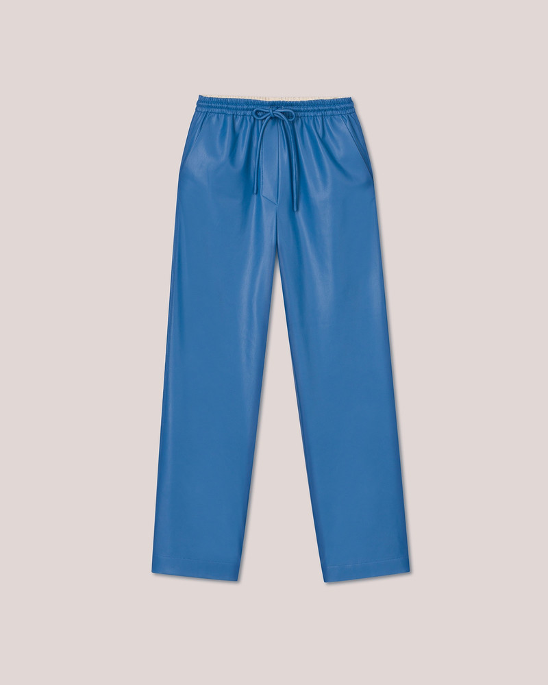 CALIE - OKOBOR™ alt-leather elasticated waist pants - Blue - 1