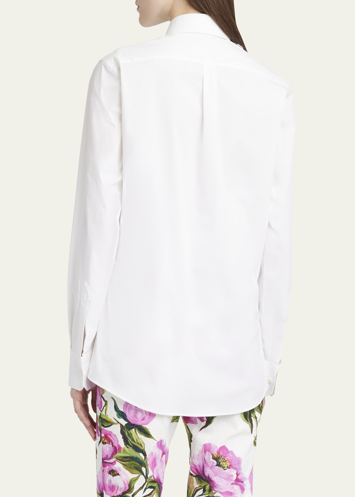 Lace Inset Poplin Button Down Blouse - 3