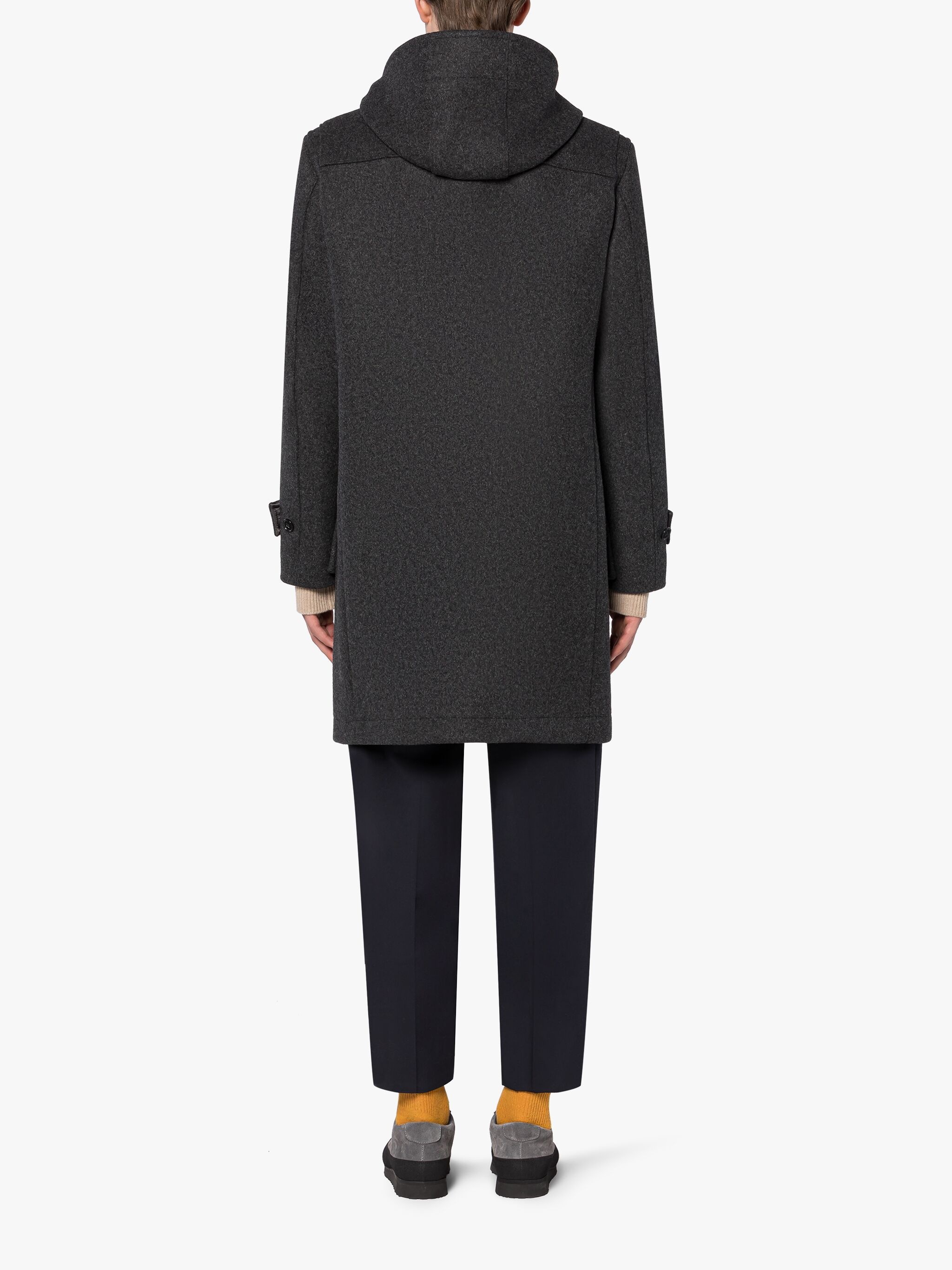 WEIR GREY WOOL DUFFLE COAT - 3
