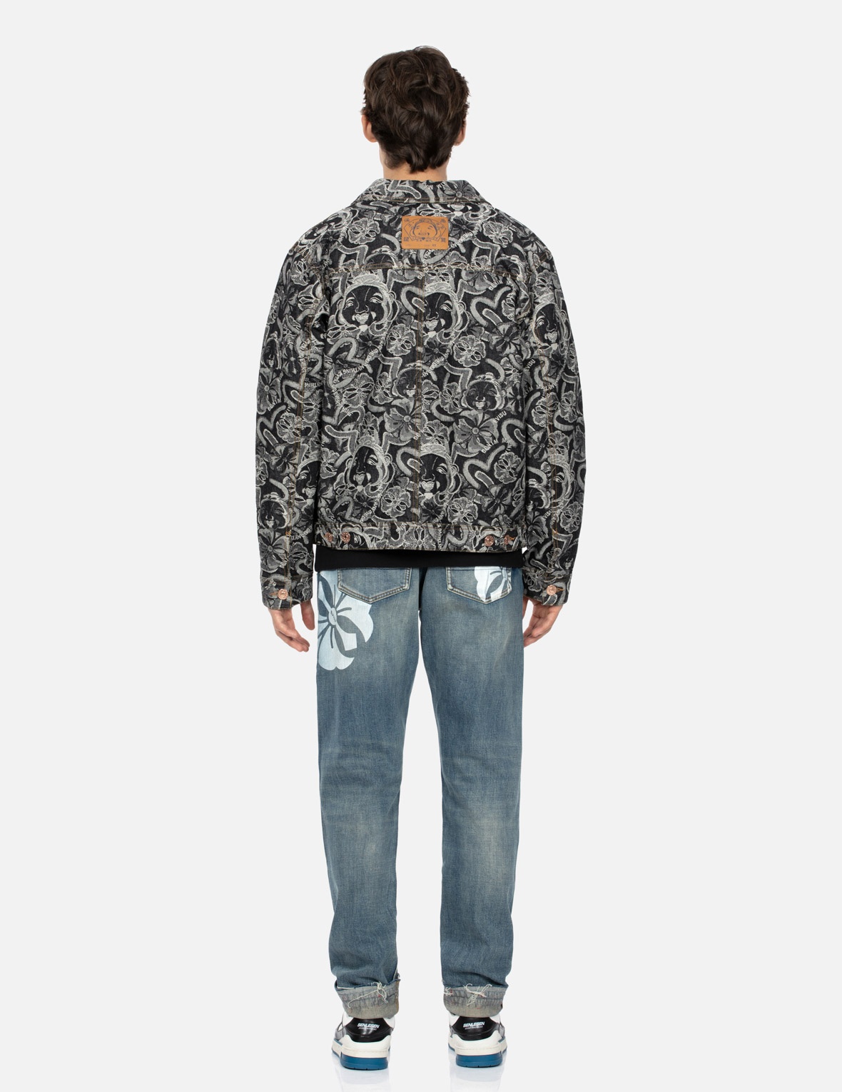 ALLOVER GODHEAD AND KAMON JACQUARD RELAX FIT DENIM JACKET - 6