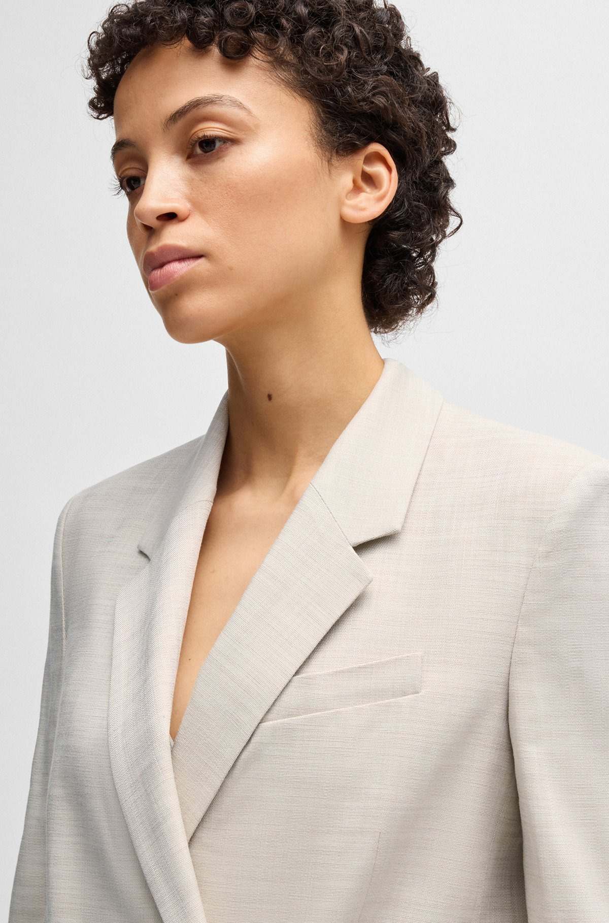 REGULAR-FIT BLAZER IN MELANGE STRETCH FABRIC - 5
