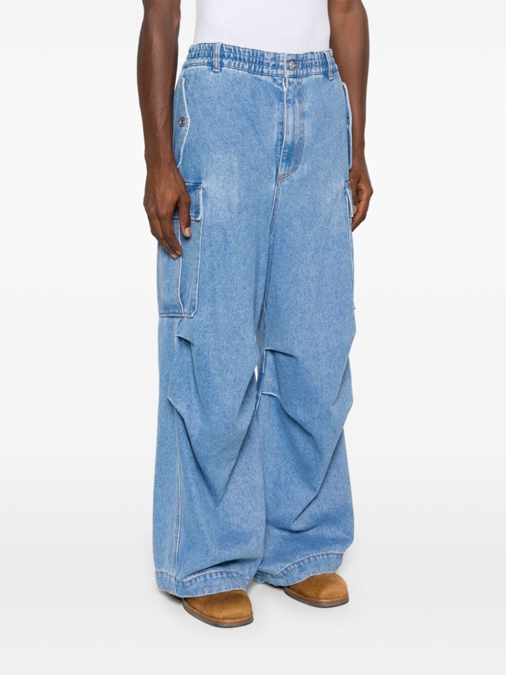 logo-embroidered cargo jeans - 3