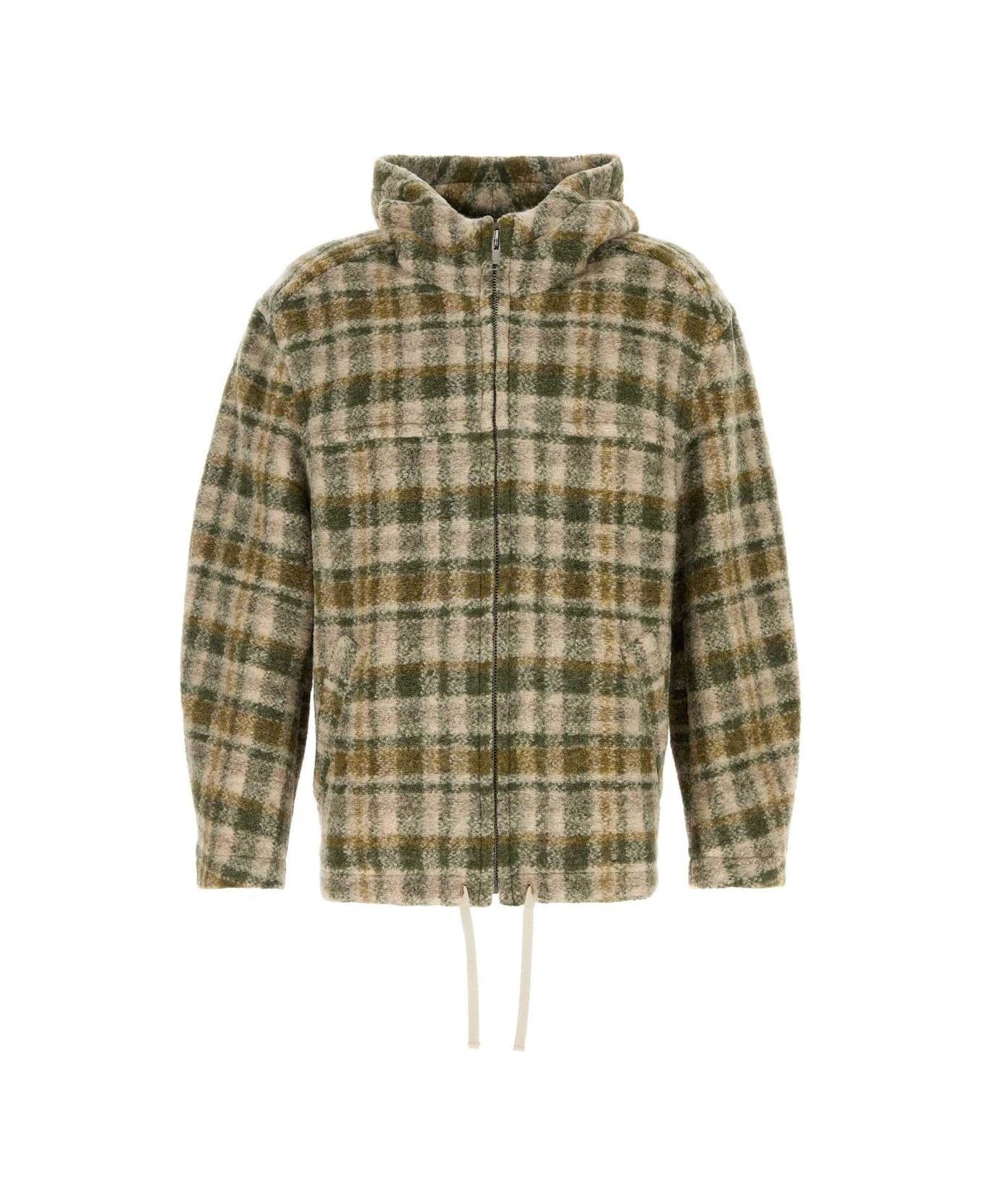 Checked Zipped Hooded Jacket - 1