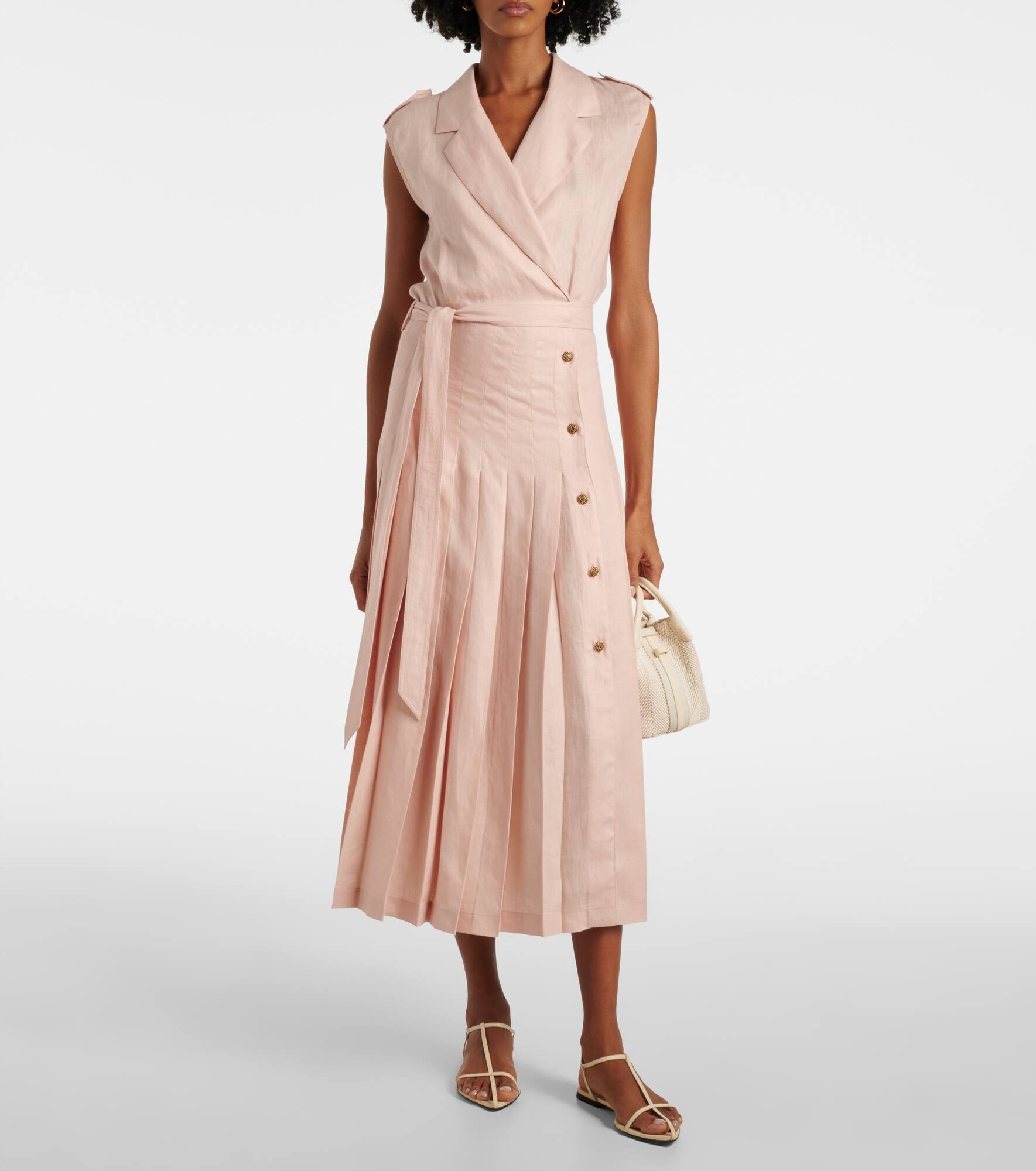 Bryce pleated linen midi dress - 2