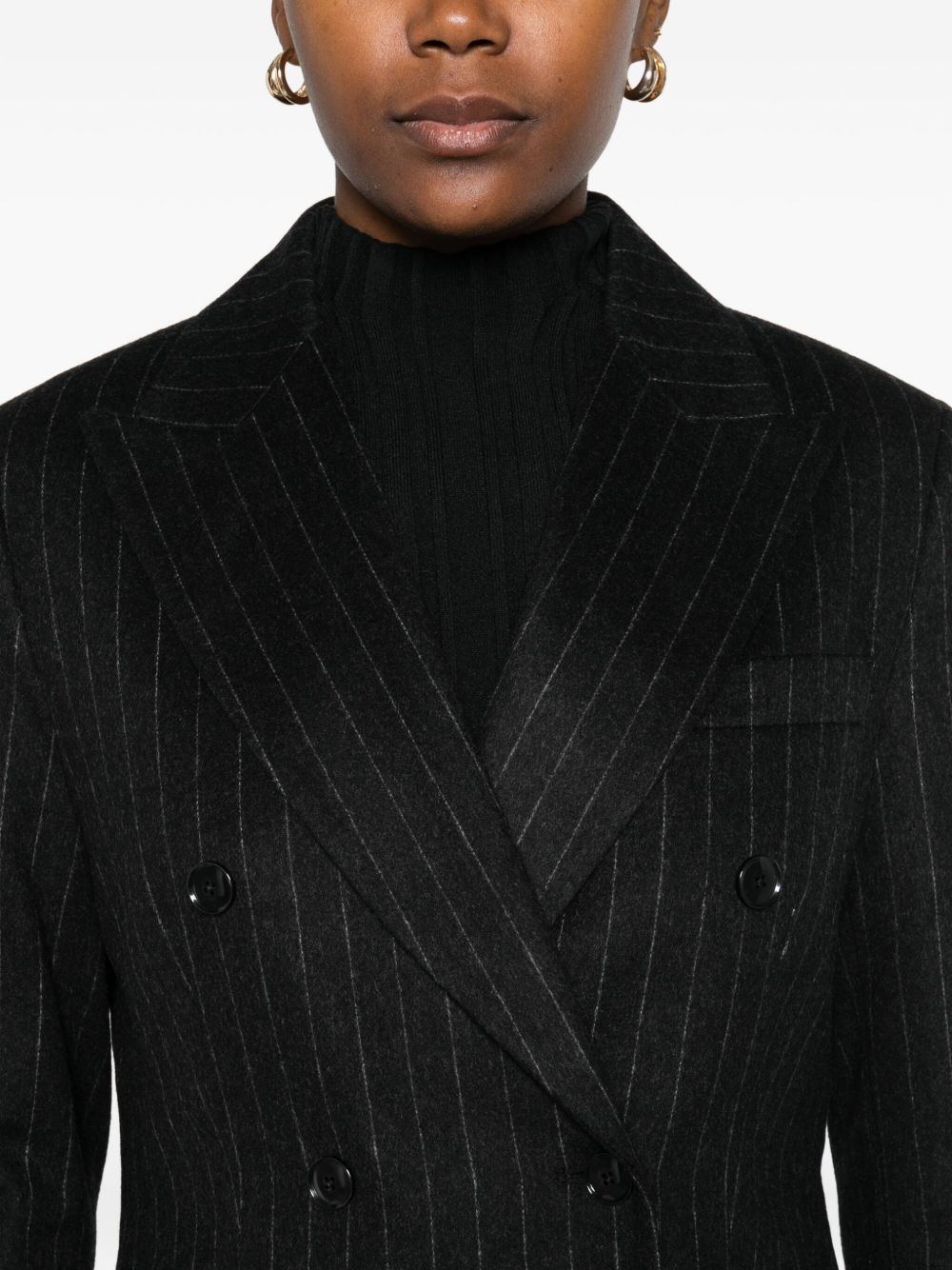 pinstripe double-breasted blazer - 5