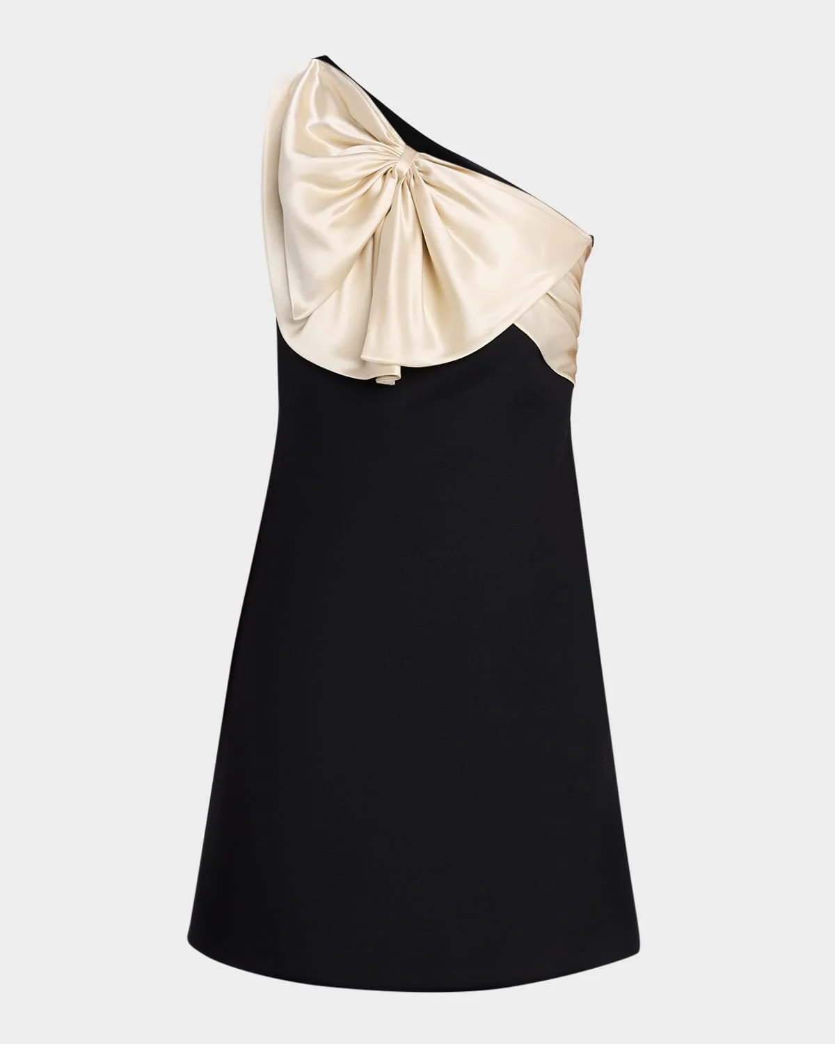 Satin Bow One-Shoulder Mini Dress - 1