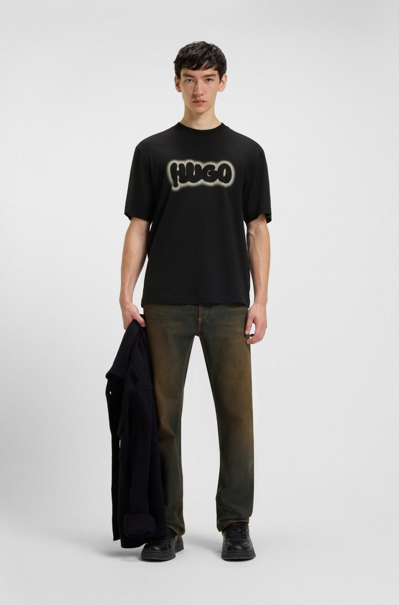 HUGO COTTON-JERSEY T-SHIRT WITH LOGO PRINT outlook