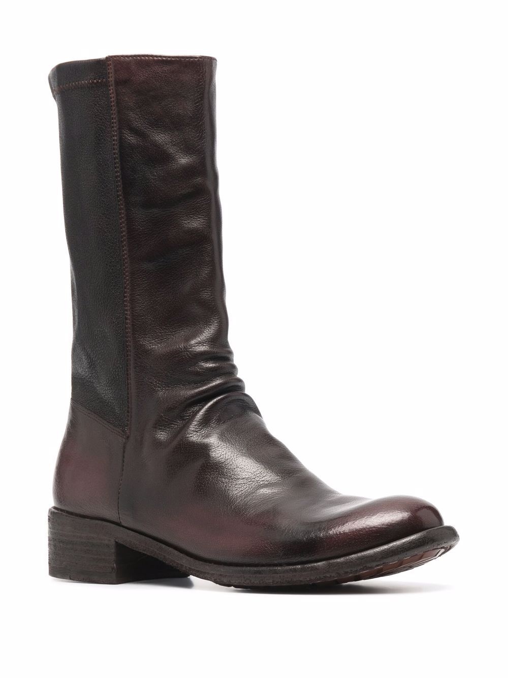 ruched-detailing zip-up leather boots - 2