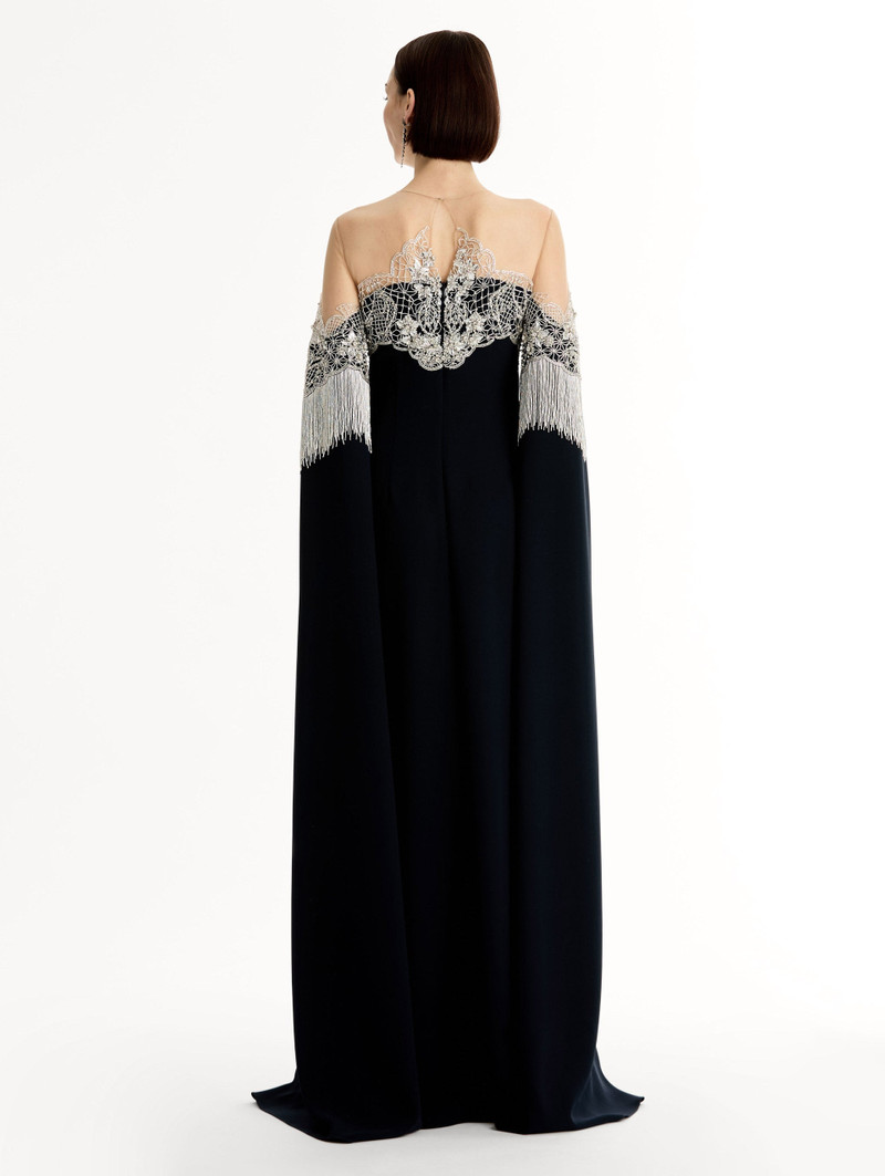 PORCELAIN FLOWER LATTICE FRINGE CAFTAN 3