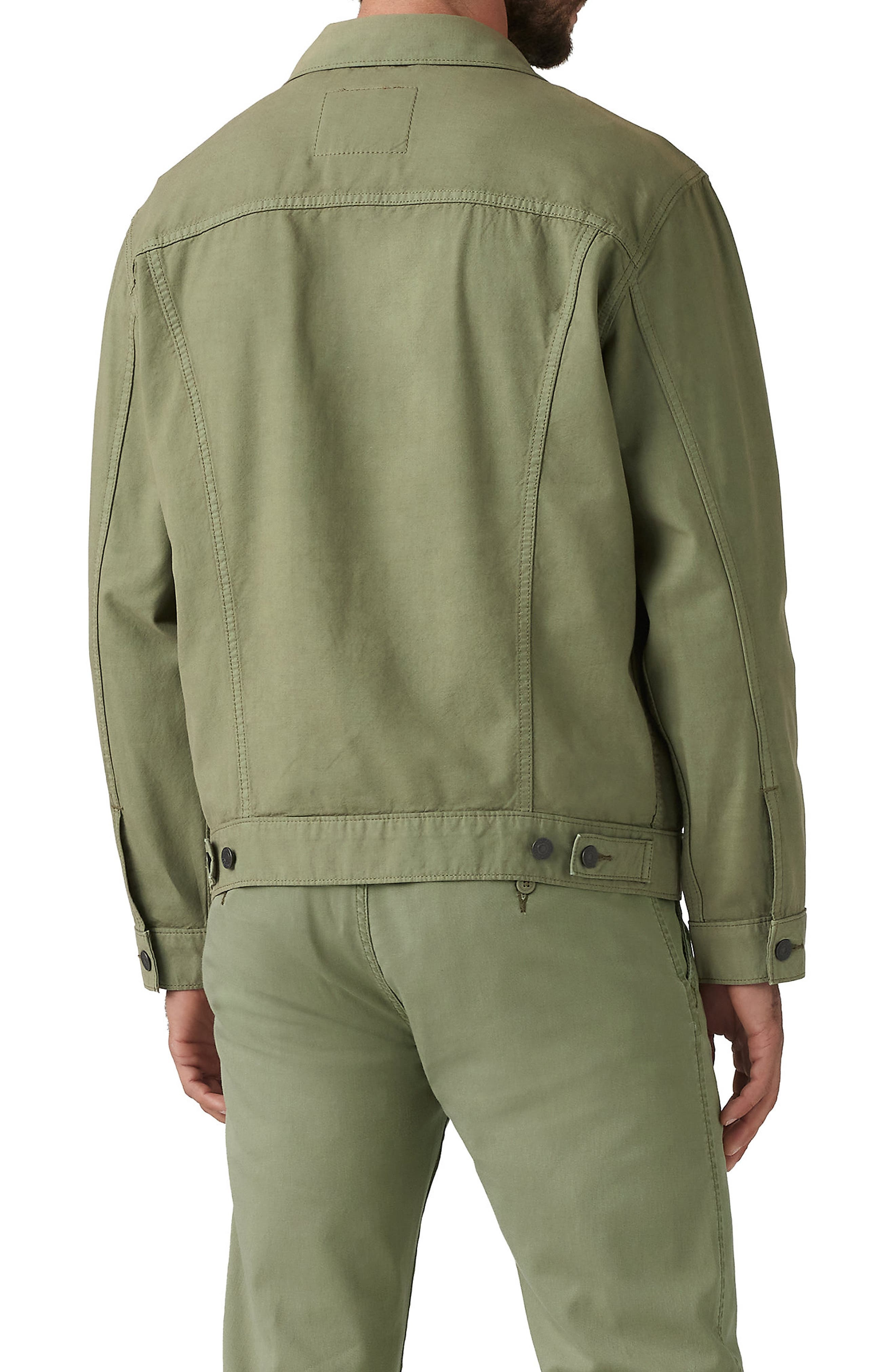 levi's Relaxed Fit Cotton & Linen Trucker Jacket in Deep Lichen Green at Nordstrom - 2