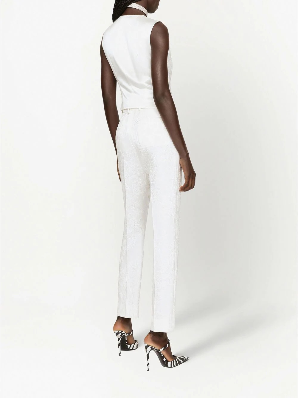 floral jacquard tailored trousers - 4
