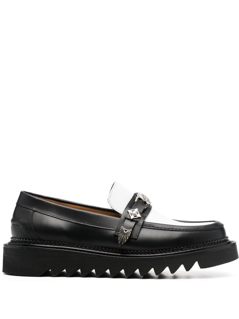 plaque-detailing two-tone loafers 1