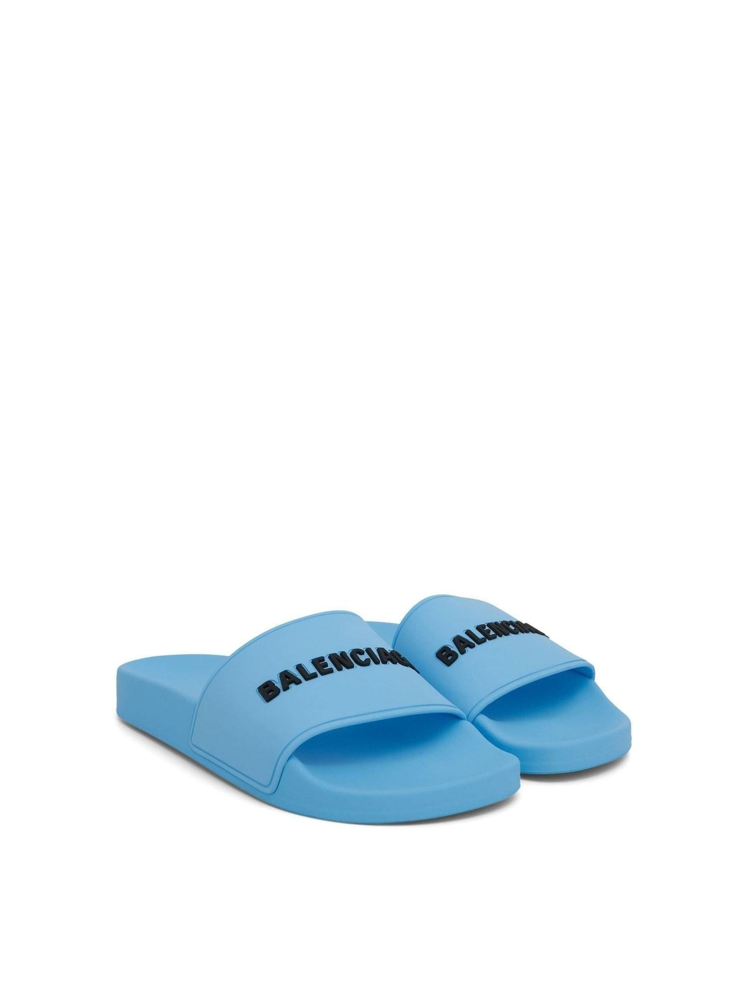 3D Logo Pool Slide Sandal in Sky Blue/Black - 2