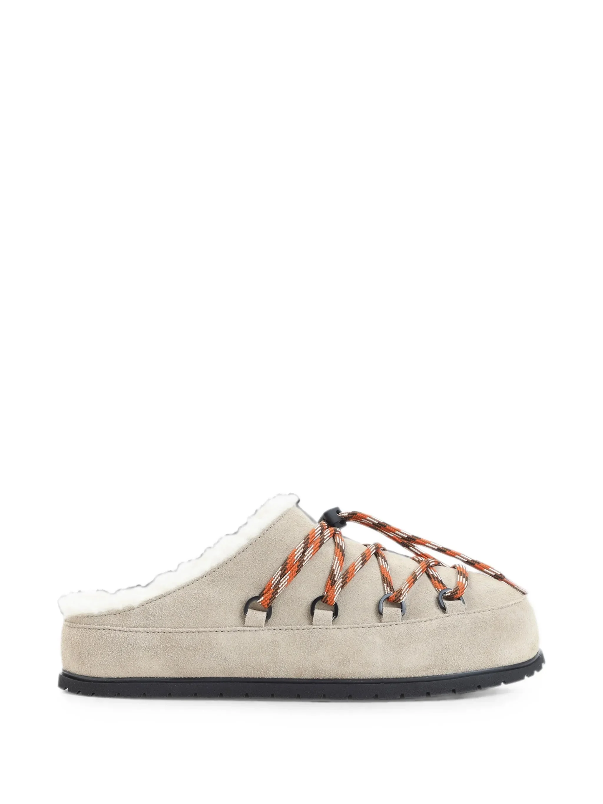 Prada Shearling-trim Lace-up Slippers - 1