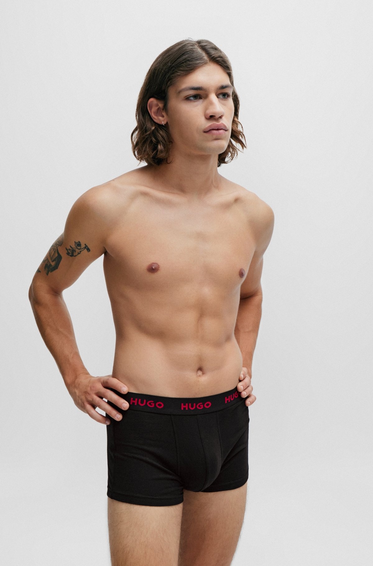THREE-PACK OF LOGO-WAISTBAND TRUNKS IN STRETCH COTTON - 7
