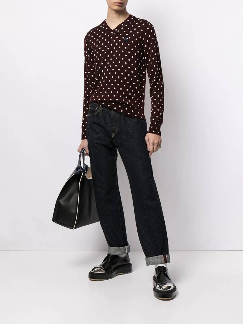 Comme des Garçons PLAY heart-patch polka-dot sweater outlook