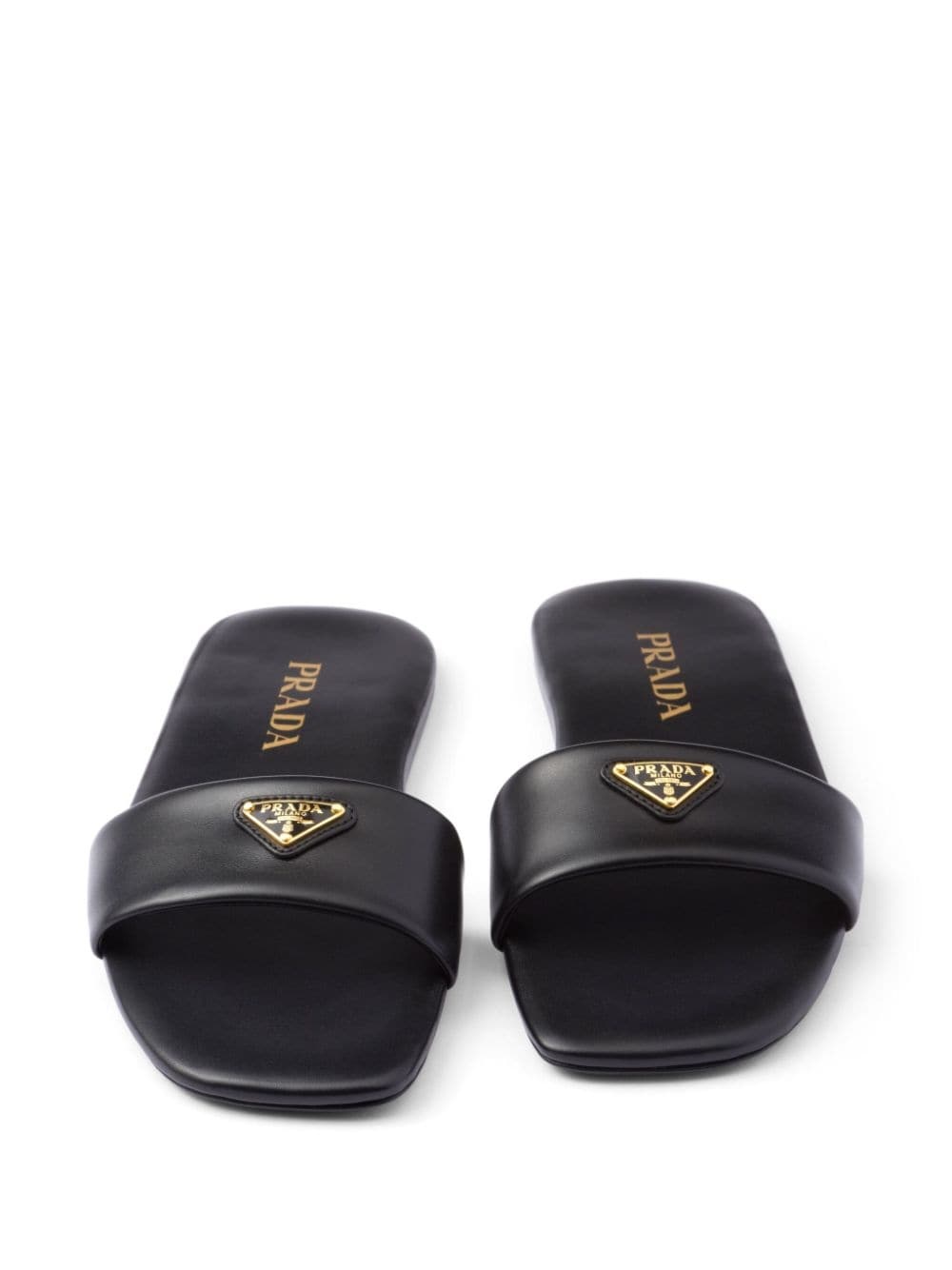 triangle-logo leather slides - 5