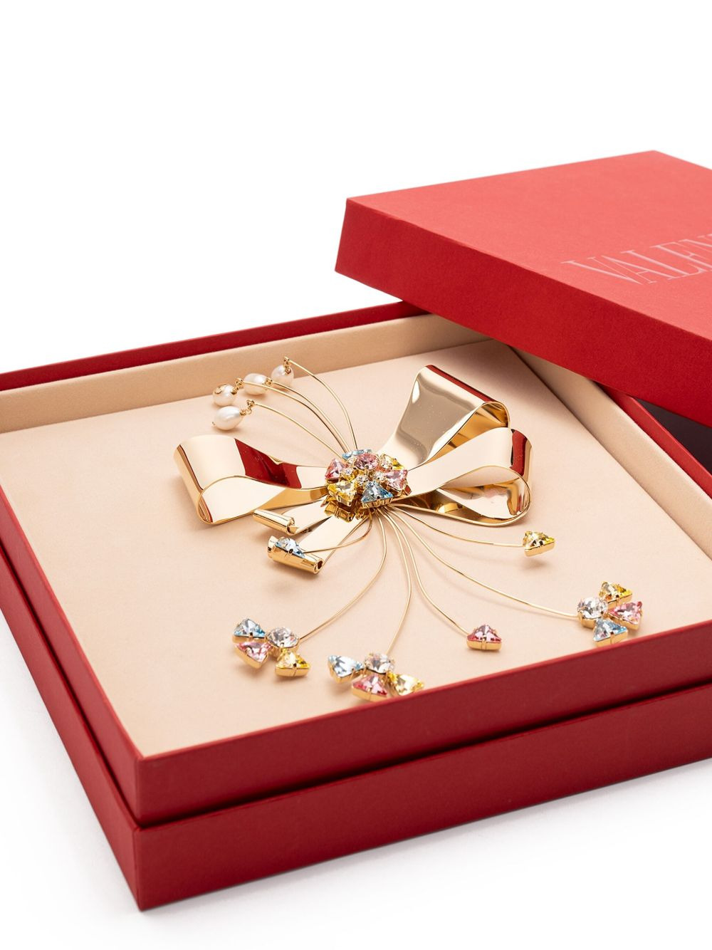 bow-shaped crystal brooch - 4