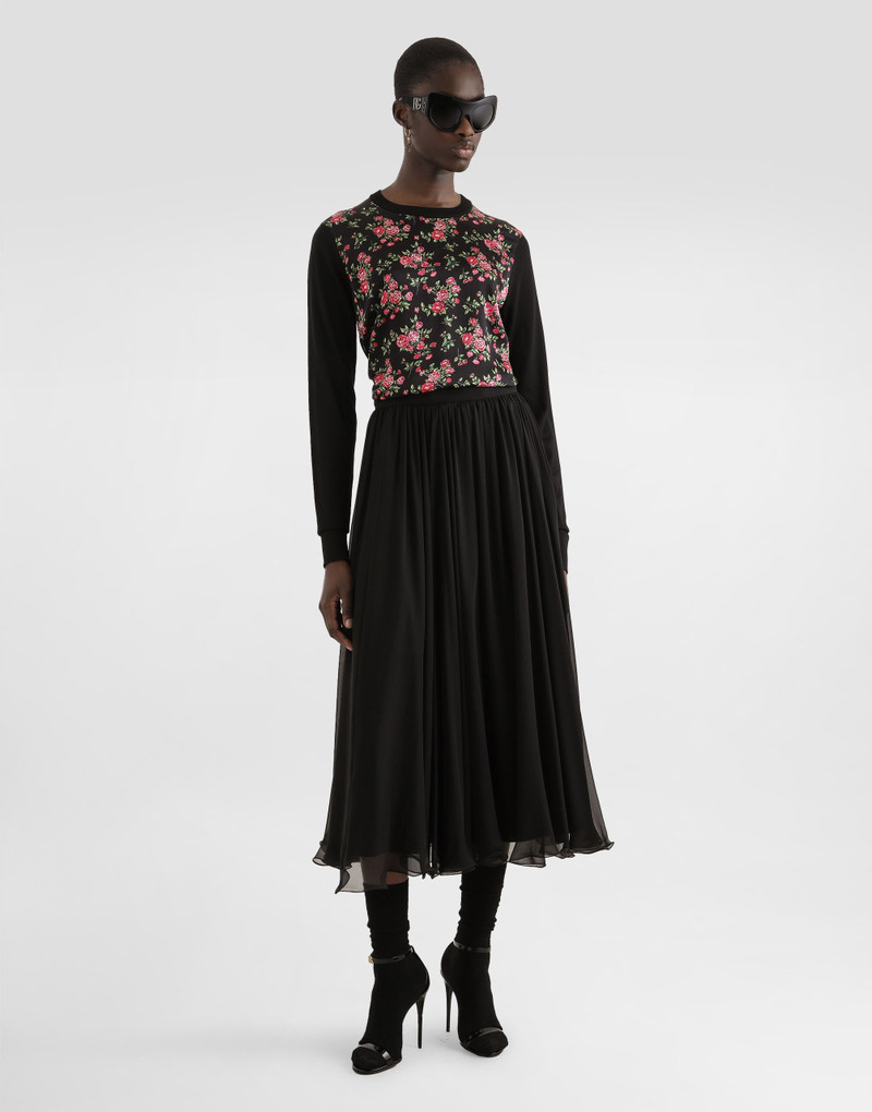 Dolce & Gabbana Small rose bouquets-print silk and satin pullover outlook