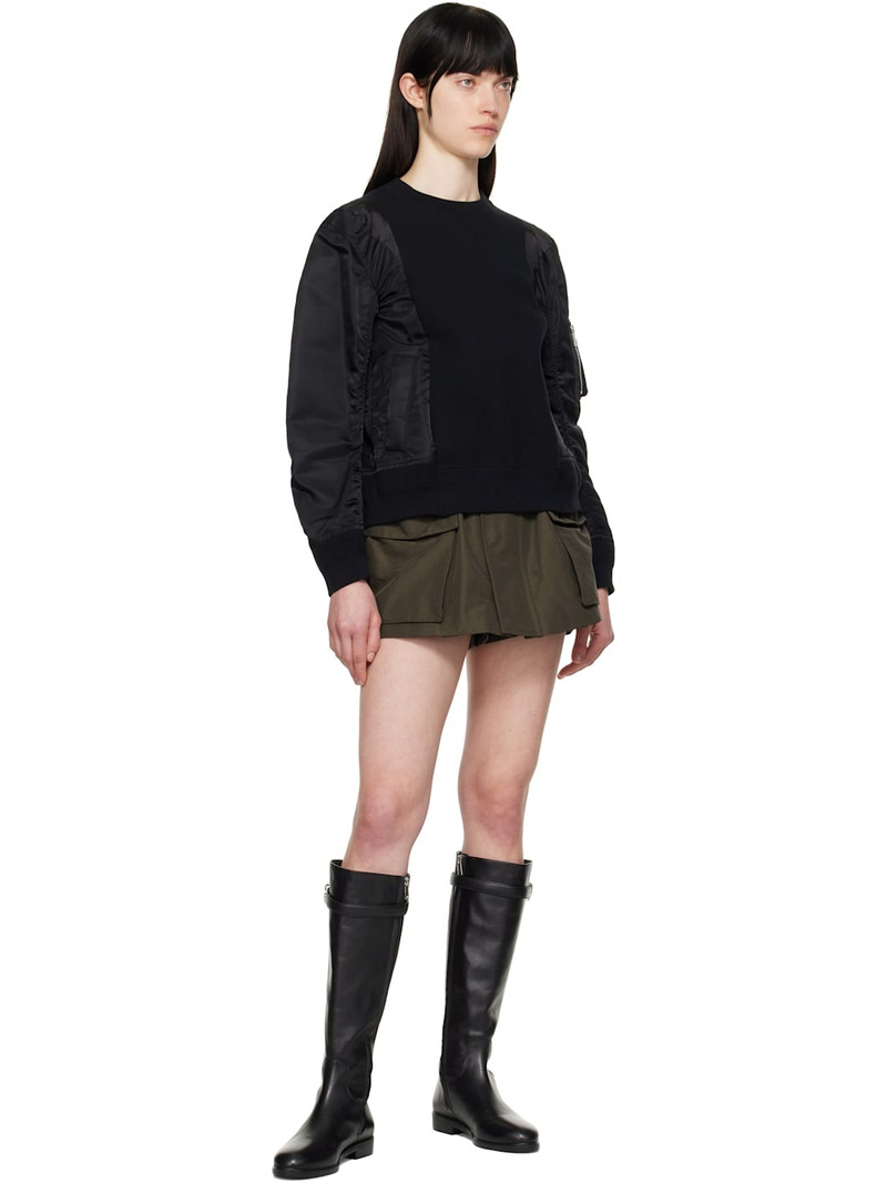 sacai Black Sponge Sweat & Nylon Twill Sweatshirt outlook