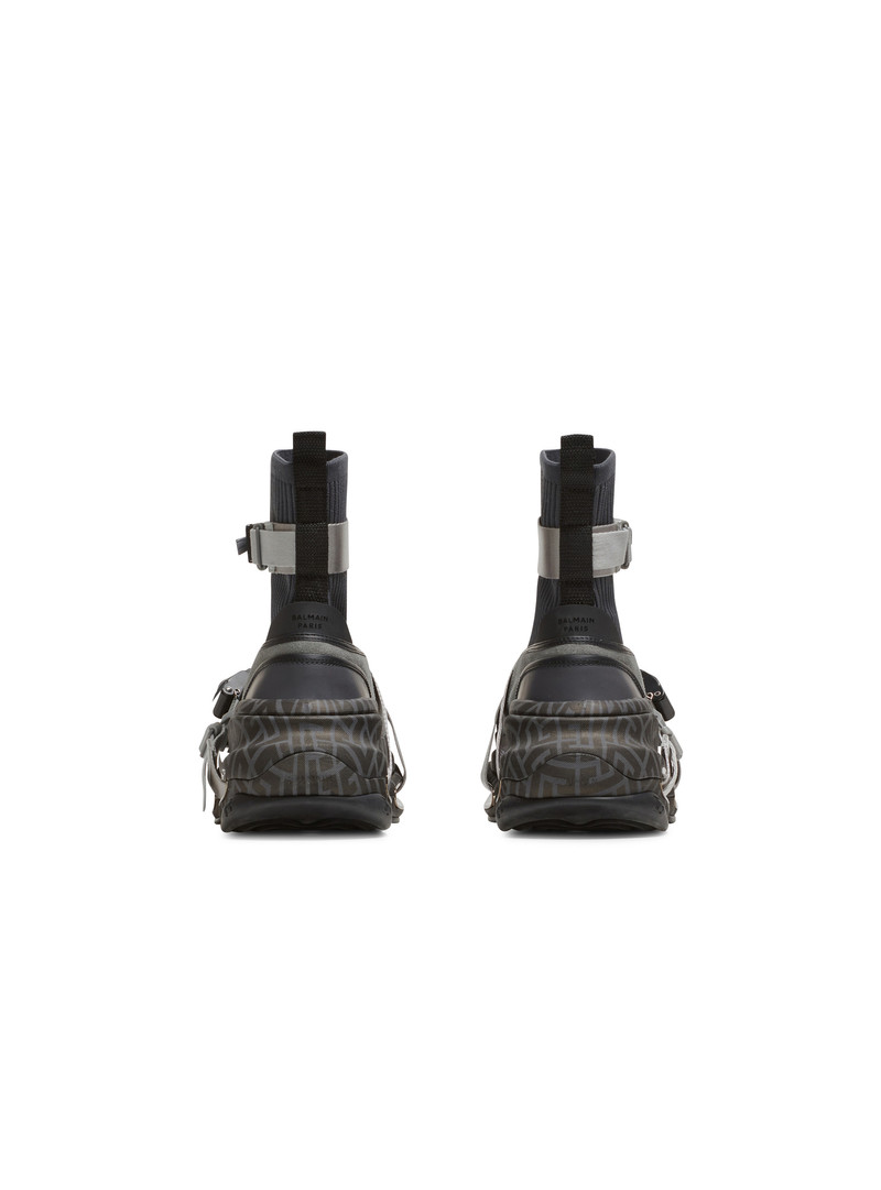 B-Bold knit and suede high-top trainers with strap 4