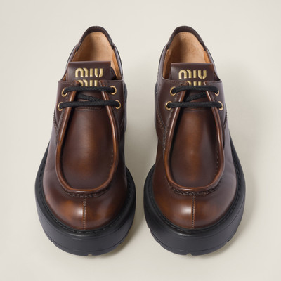 Miu Miu Laced fumé leather shoes outlook